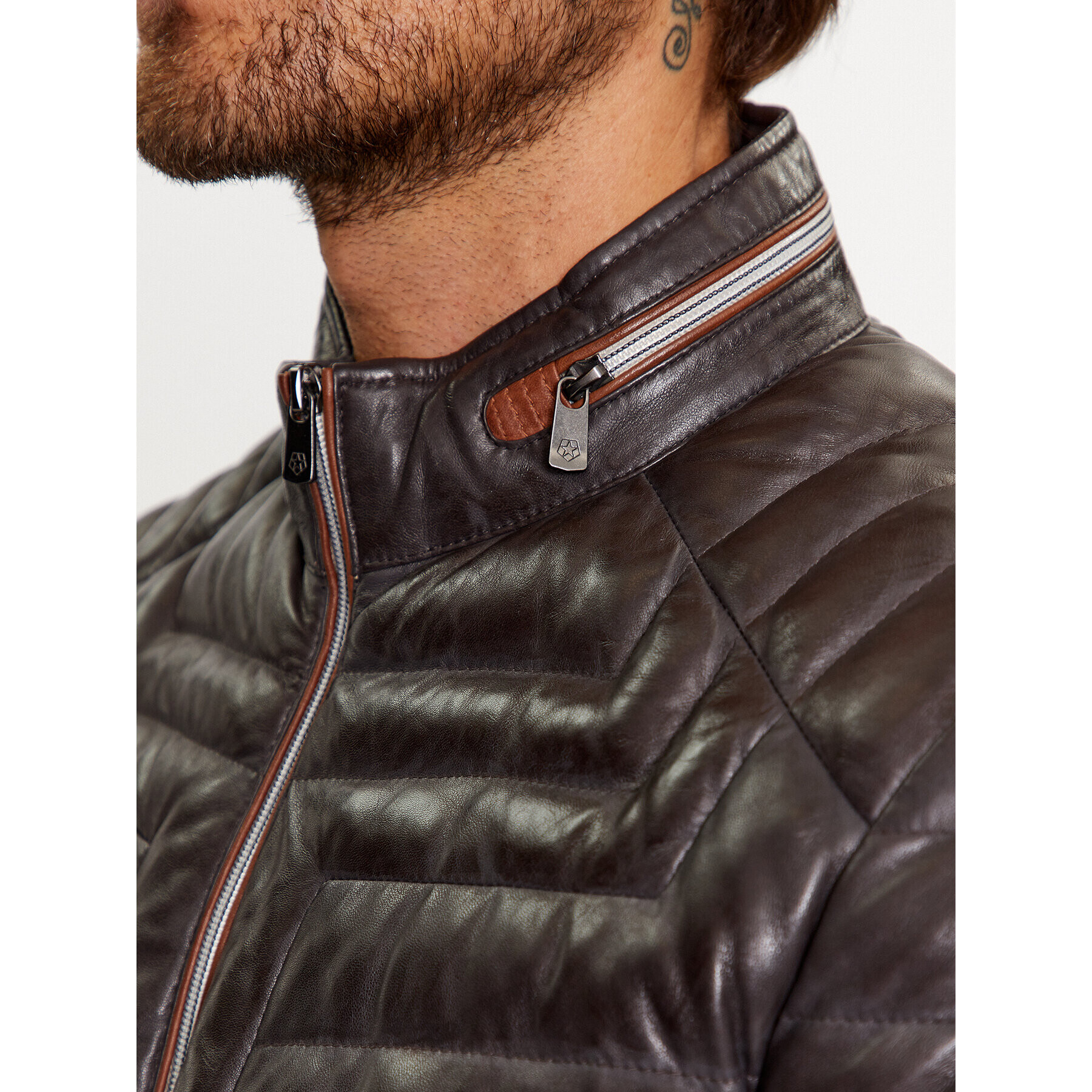 Milestone Кожено яке Malik 331019 60215 Сив Regular Fit - Pepit.bg