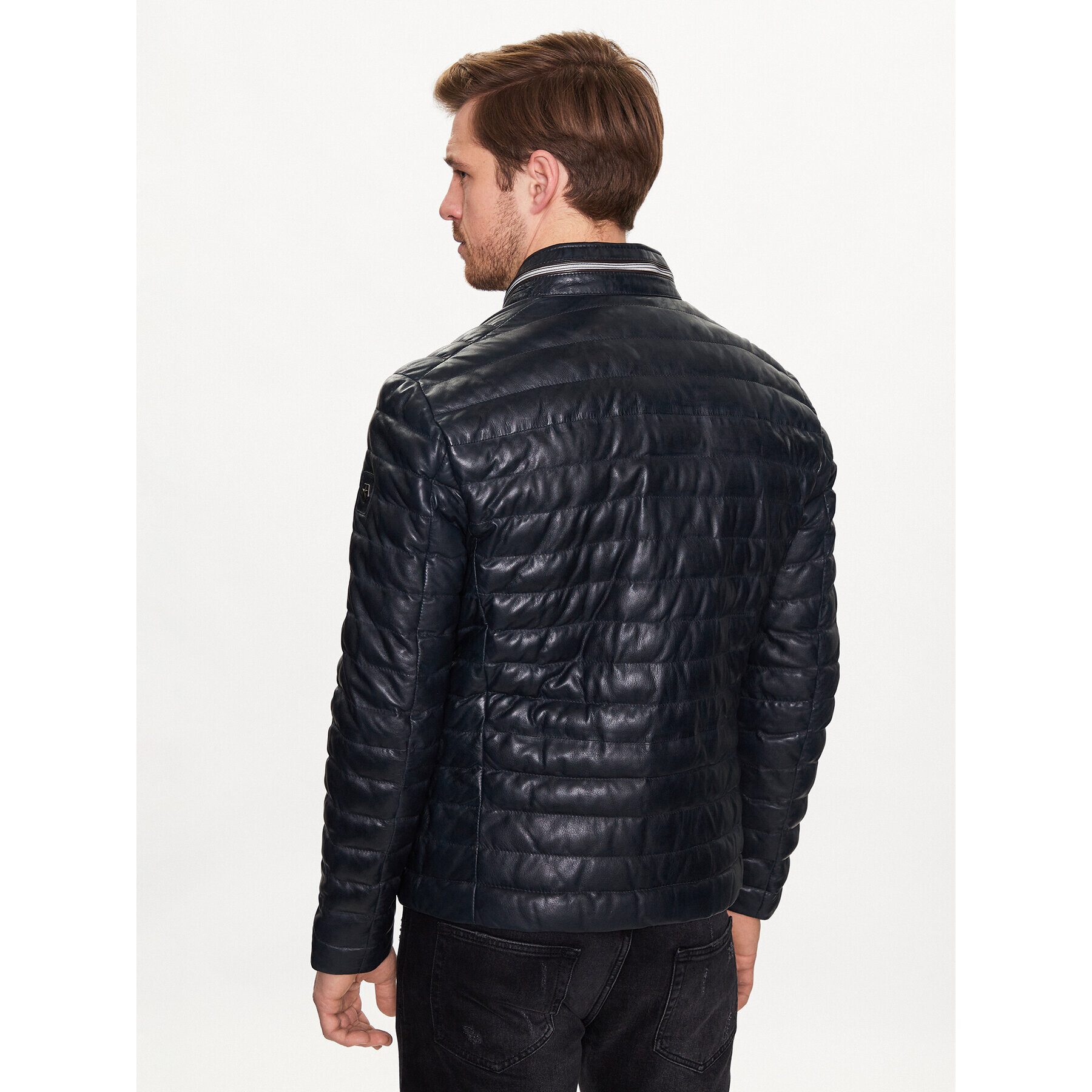 Milestone Кожено яке Malik 991019 60215 Тъмносин Regular Fit - Pepit.bg