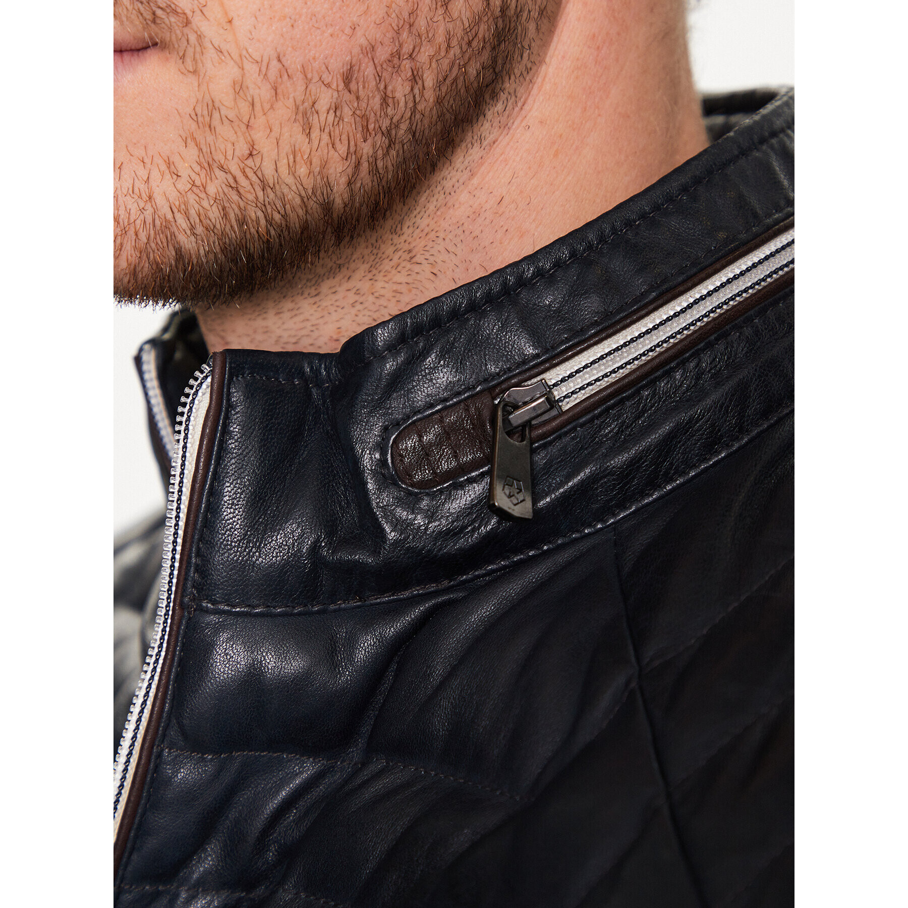 Milestone Кожено яке Malik 991019 60215 Тъмносин Regular Fit - Pepit.bg