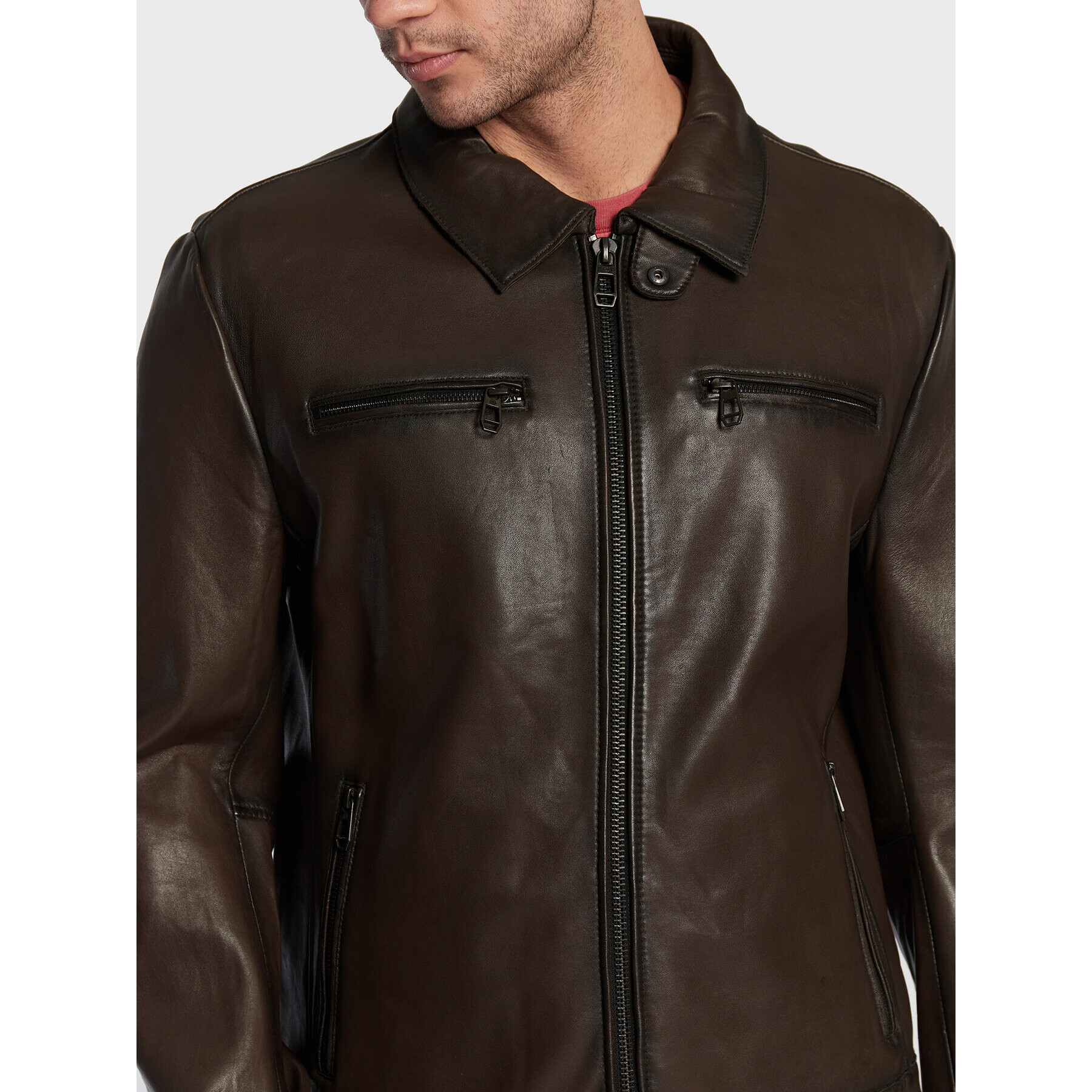 Milestone Кожено яке Matteo 231056 60180 Кафяв Regular Fit - Pepit.bg