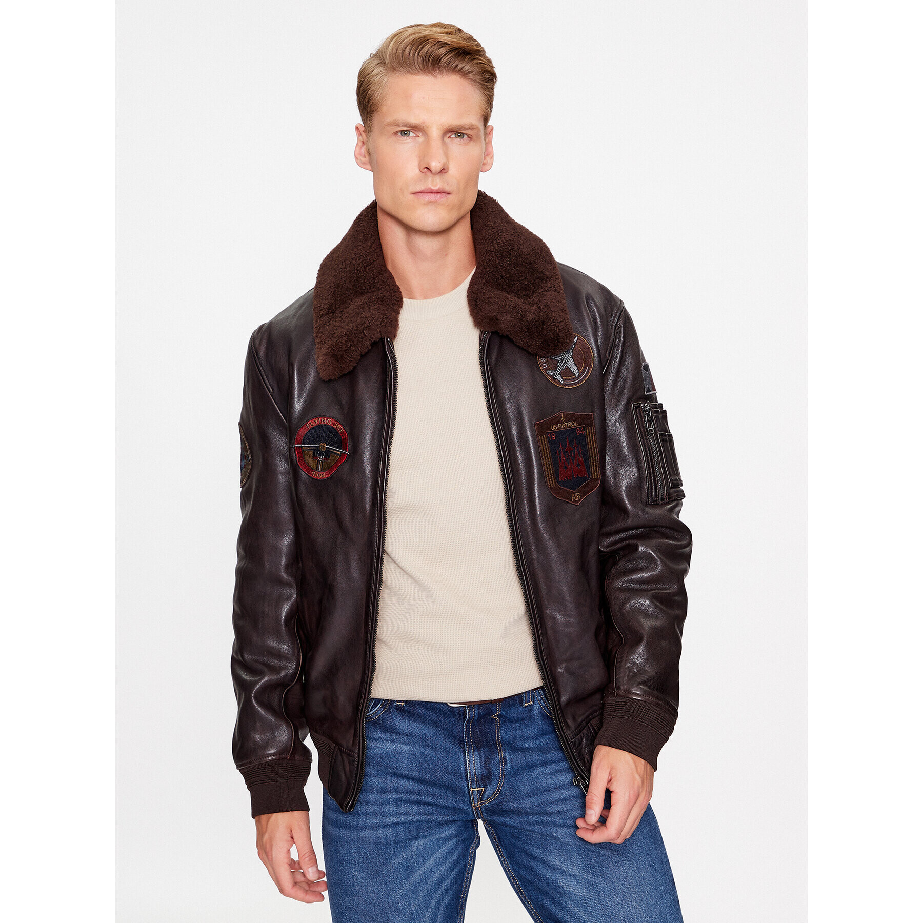 Milestone Кожено яке Maverick 331041 20860 Кафяв Regular Fit - Pepit.bg