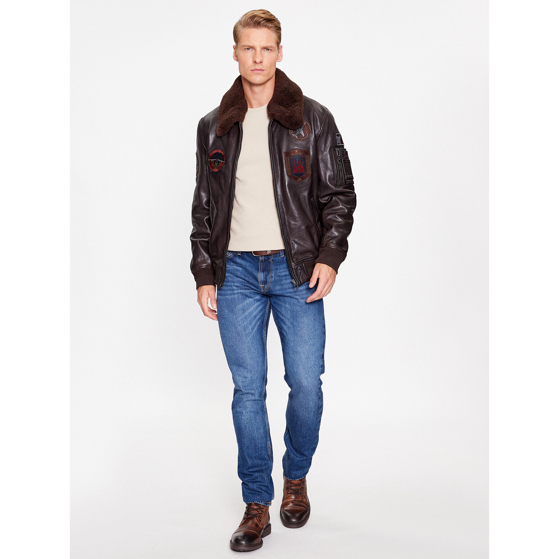 Milestone Кожено яке Maverick 331041 20860 Кафяв Regular Fit - Pepit.bg