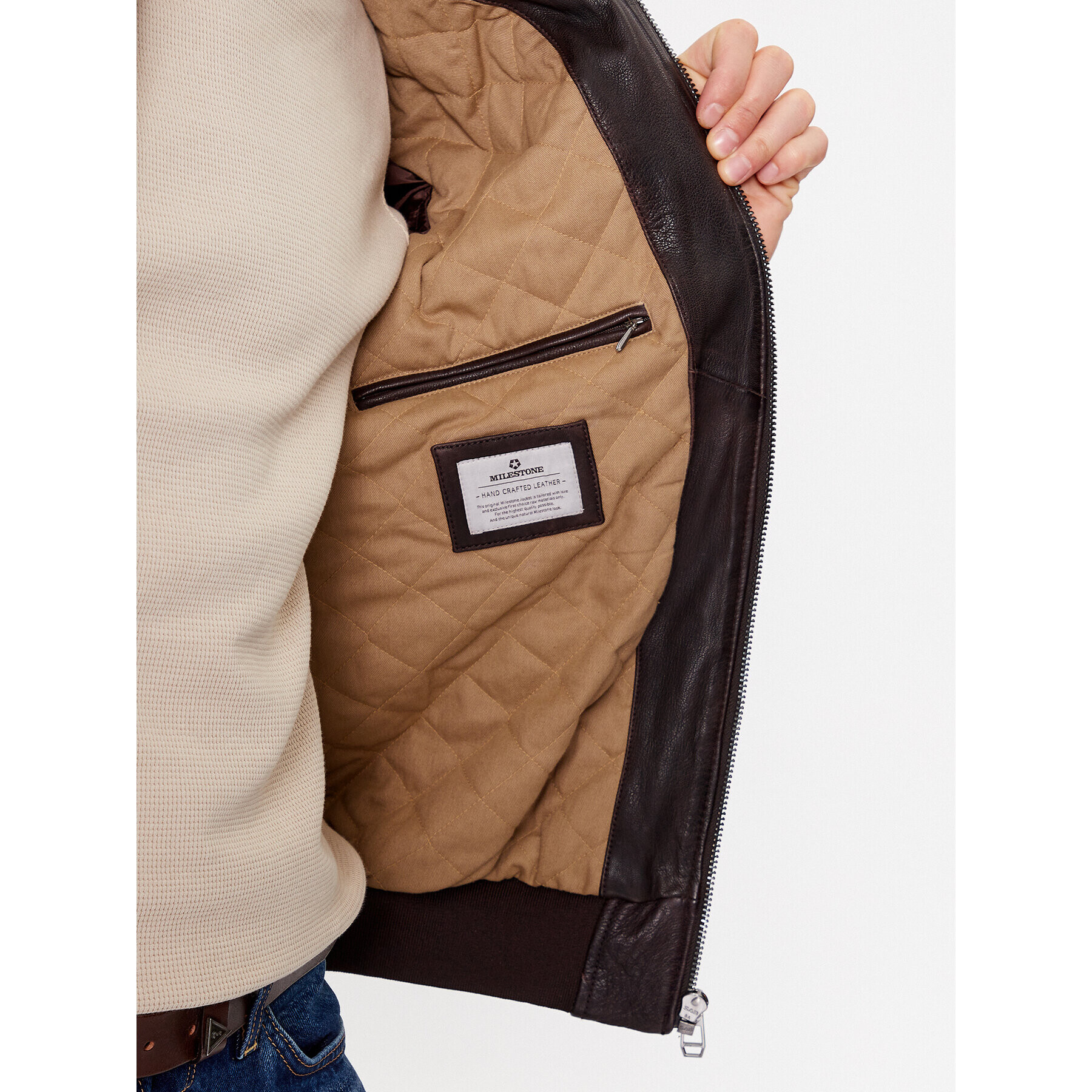 Milestone Кожено яке Maverick 331041 20860 Кафяв Regular Fit - Pepit.bg
