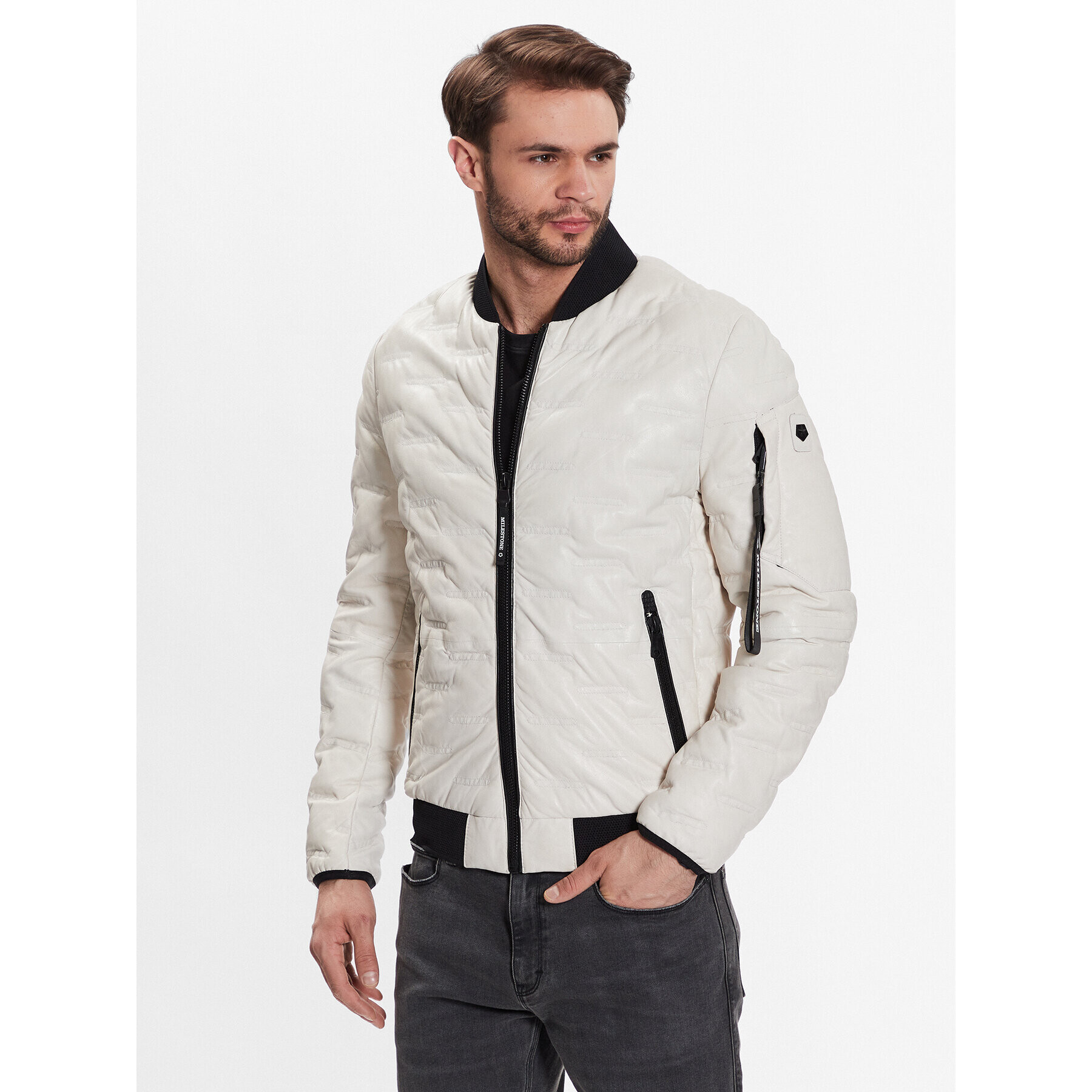 Milestone Кожено яке Msaron 311019 60220 Бежов Regular Fit - Pepit.bg