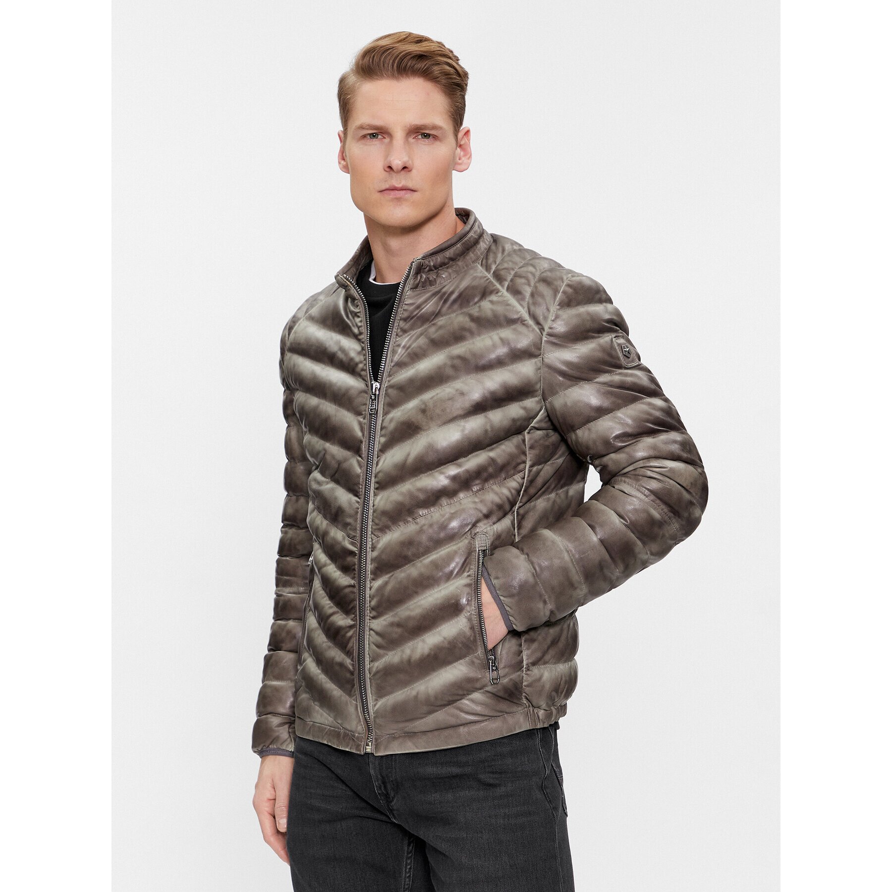 Milestone Кожено яке Msiseo 411013 60310 Сив Regular Fit - Pepit.bg