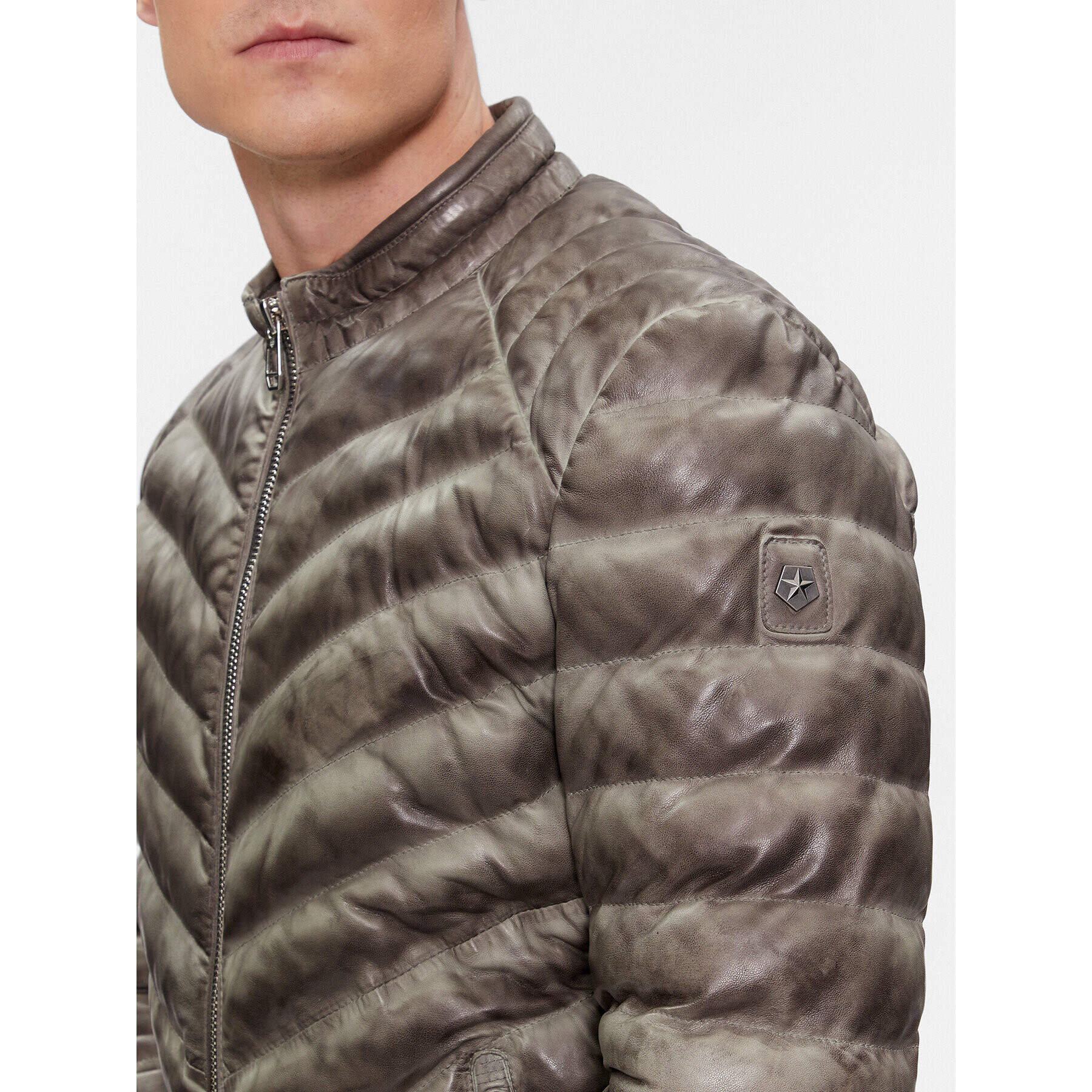 Milestone Кожено яке Msiseo 411013 60310 Сив Regular Fit - Pepit.bg