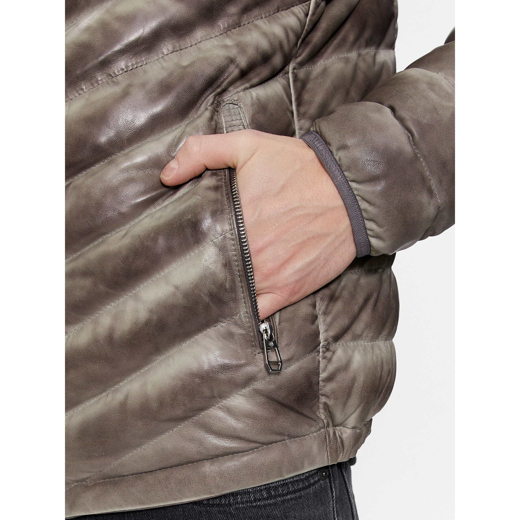 Milestone Кожено яке Msiseo 411013 60310 Сив Regular Fit - Pepit.bg