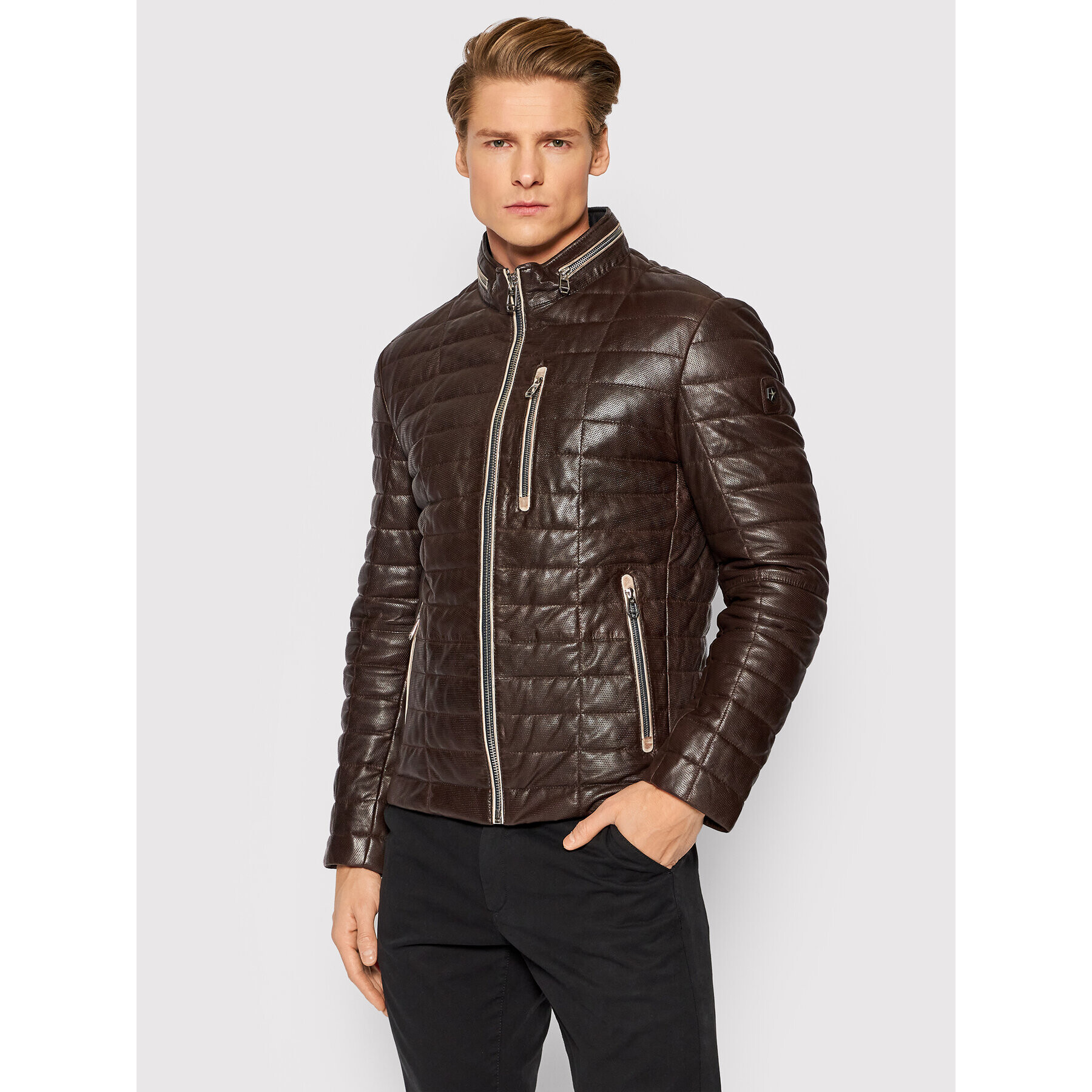 Milestone Кожено яке Arezzo 211045 60090 Кафяв Regular Fit - Pepit.bg