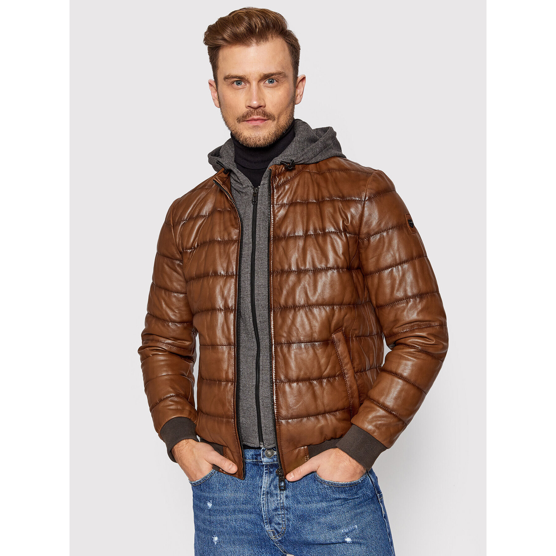 Milestone Кожено яке Bond 131000 60060 Кафяв Regular Fit - Pepit.bg