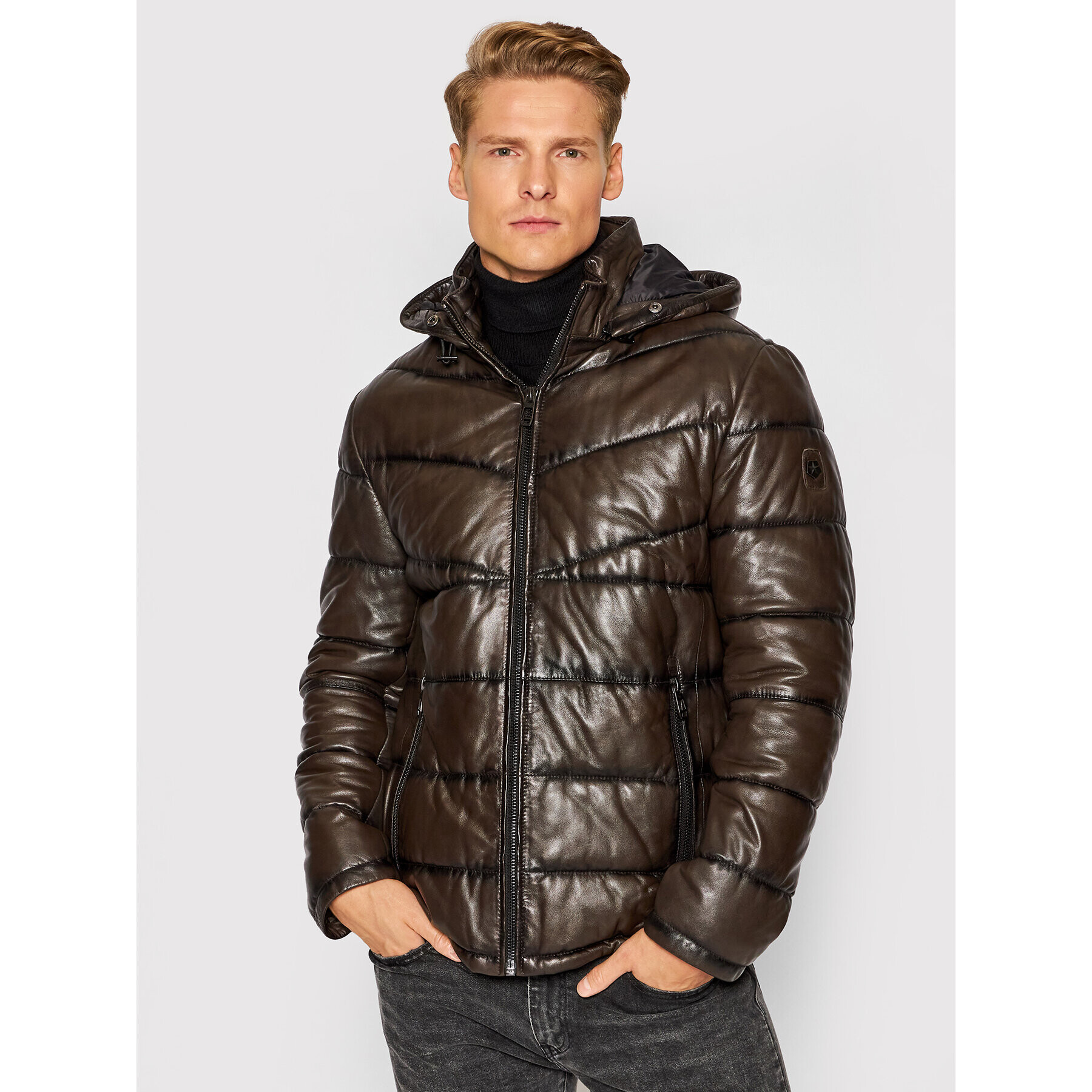 Milestone Кожено яке Niccolo 131000 60075 Кафяв Regular Fit - Pepit.bg