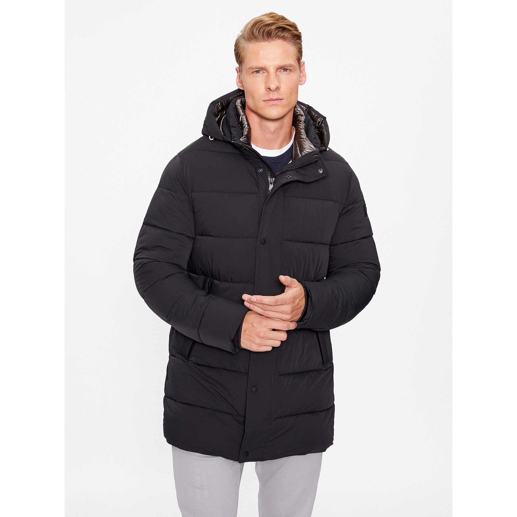 Milestone Пухено яке Tedros 330403 10735 Черен Regular Fit - Pepit.bg
