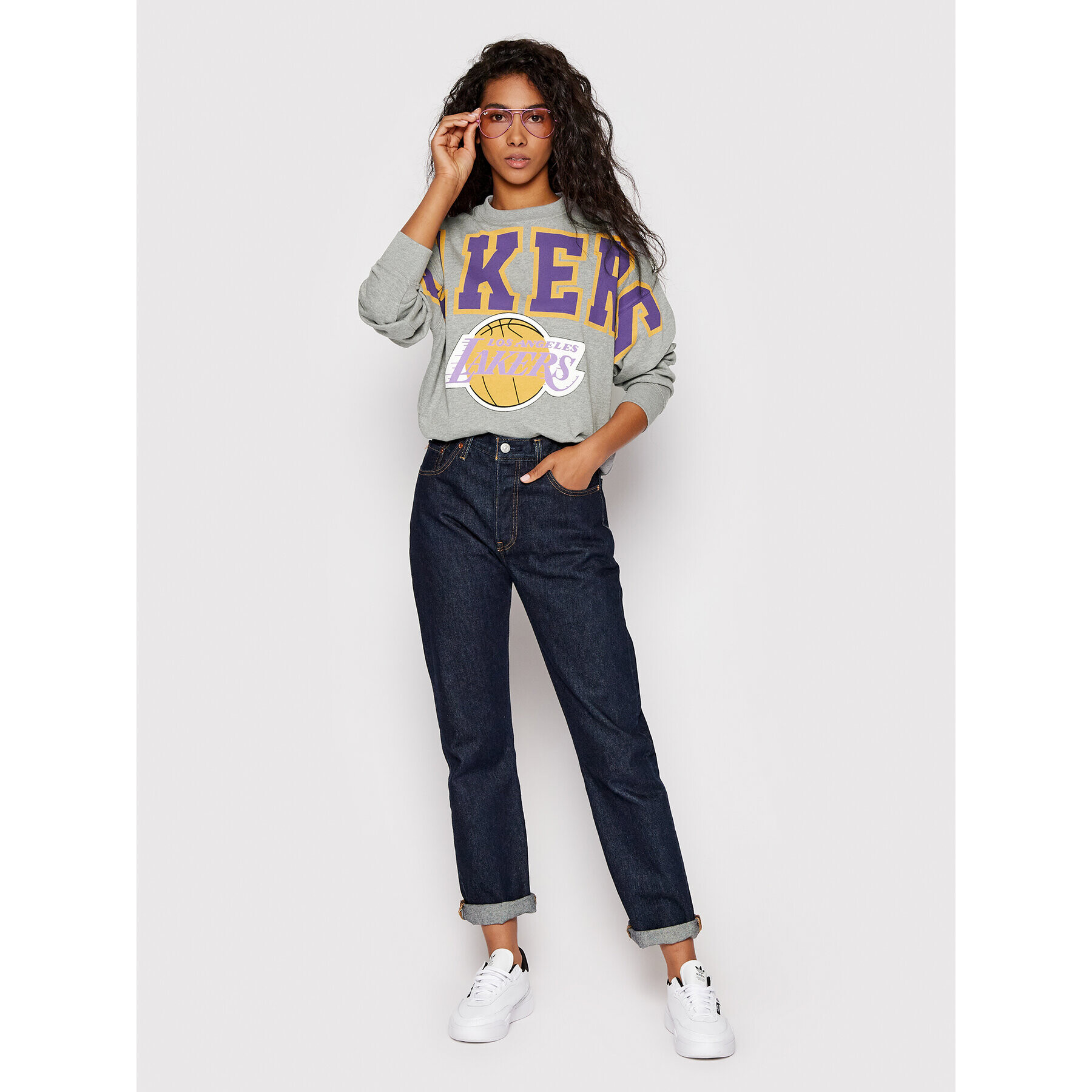 Mitchell & Ness Суитшърт LALYYPPPGYHT Сив Relaxed Fit - Pepit.bg