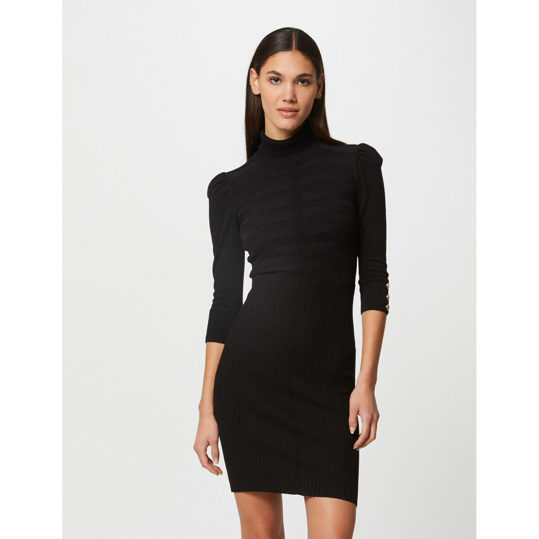 Morgan Плетена рокля 212-RMTO Черен Slim Fit - Pepit.bg