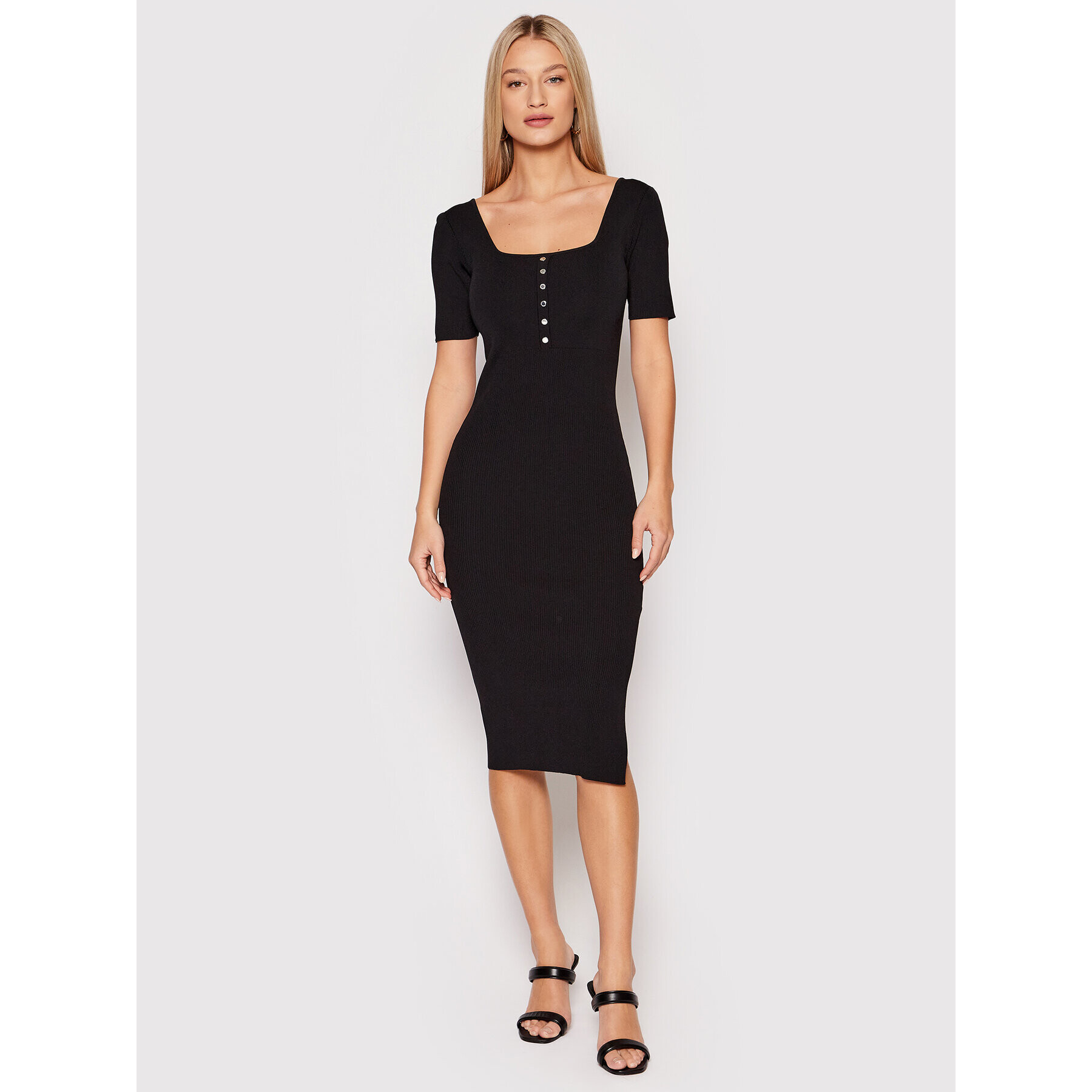 Morgan Плетена рокля 221-RMSUN Черен Slim Fit - Pepit.bg
