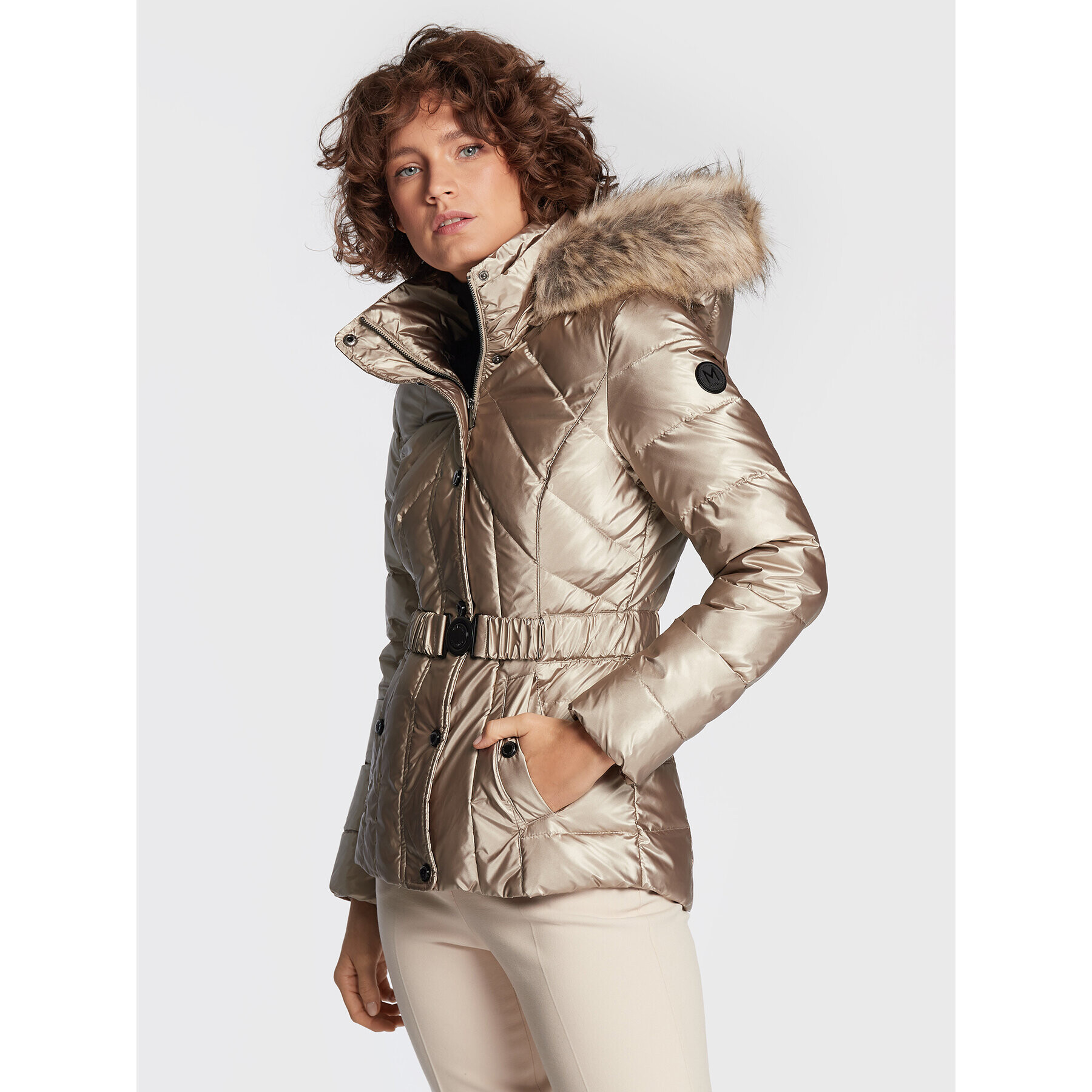 Morgan Пухено яке 222-GOTA Бежов Regular Fit - Pepit.bg