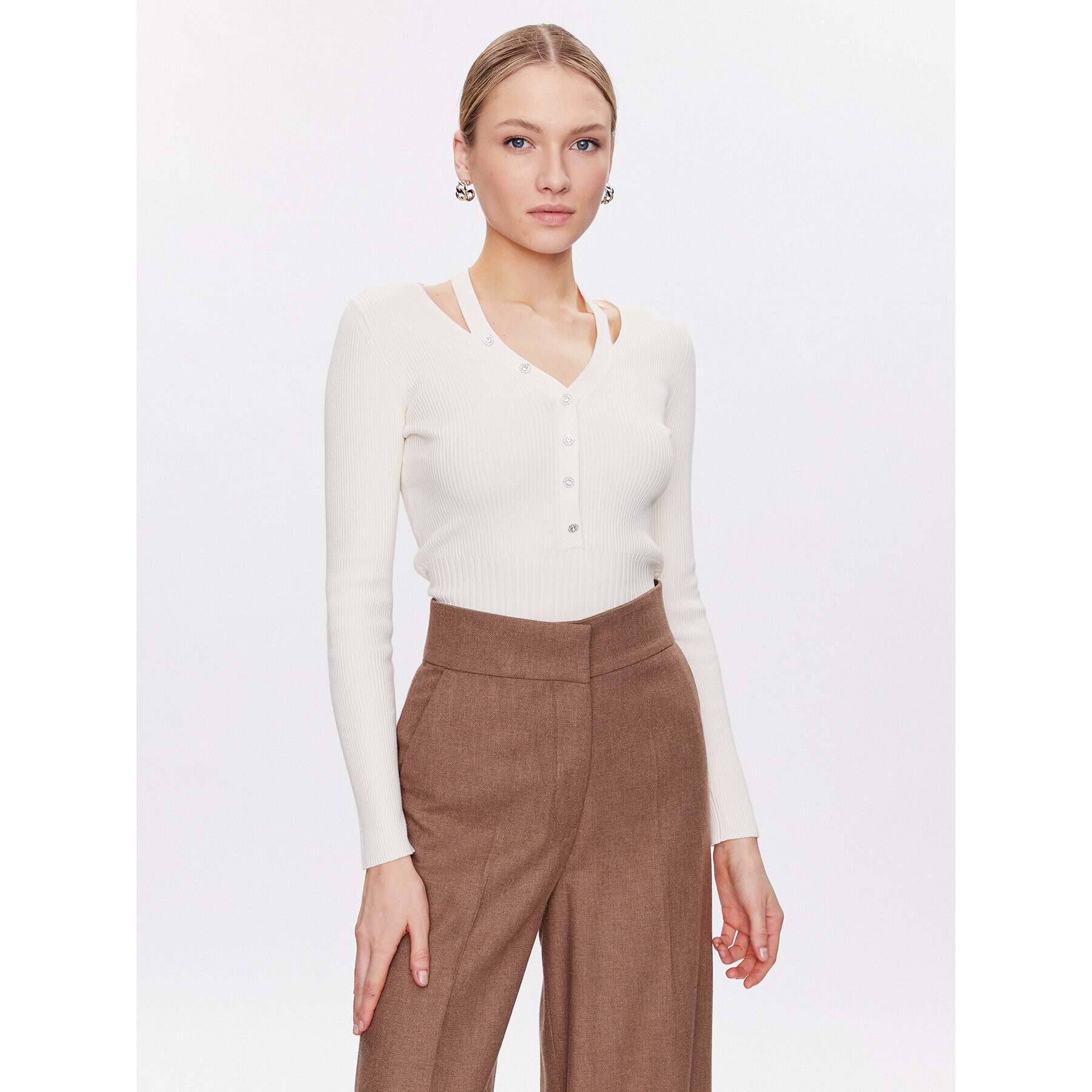 Morgan Пуловер 231-MYRIAM Екрю Slim Fit - Pepit.bg