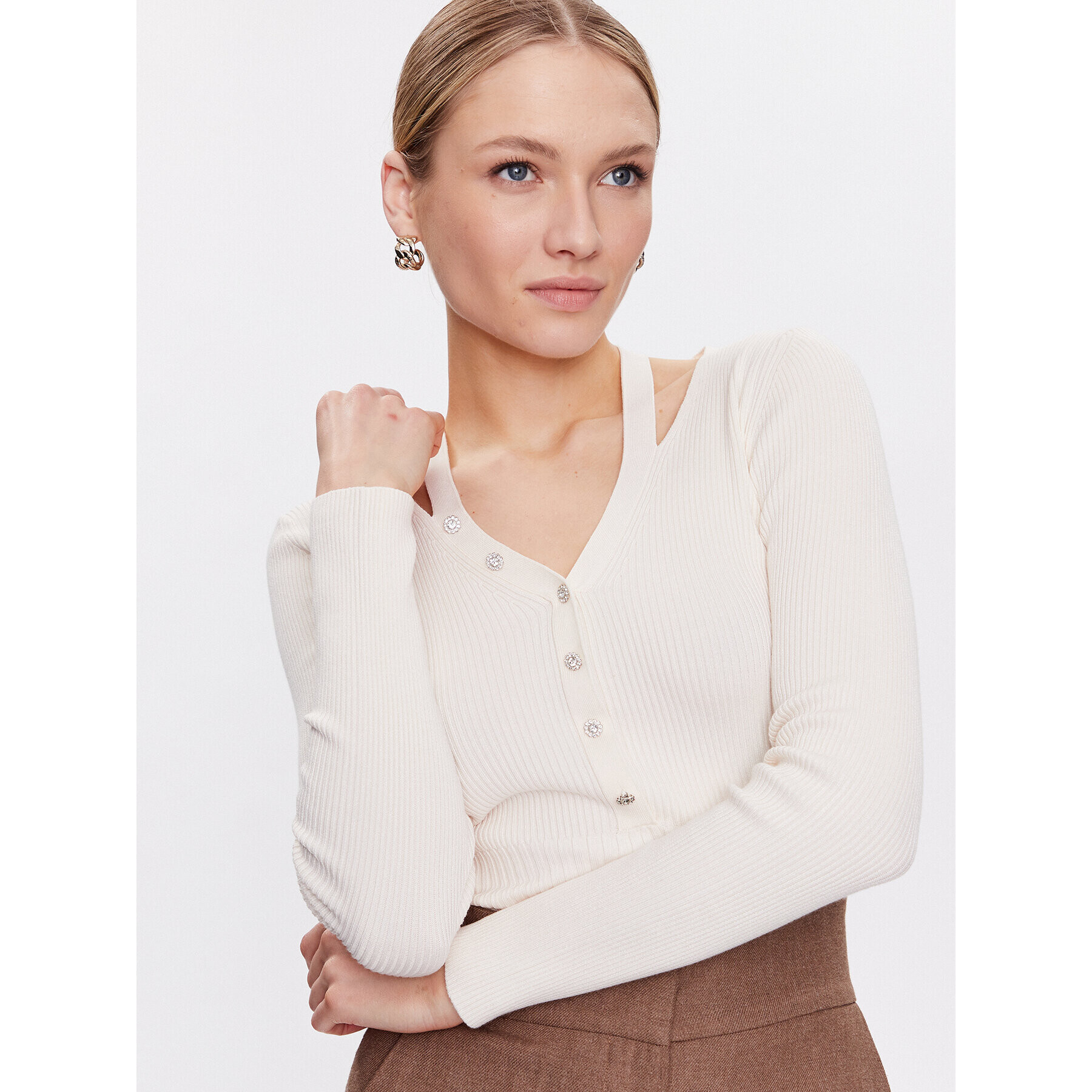 Morgan Пуловер 231-MYRIAM Екрю Slim Fit - Pepit.bg