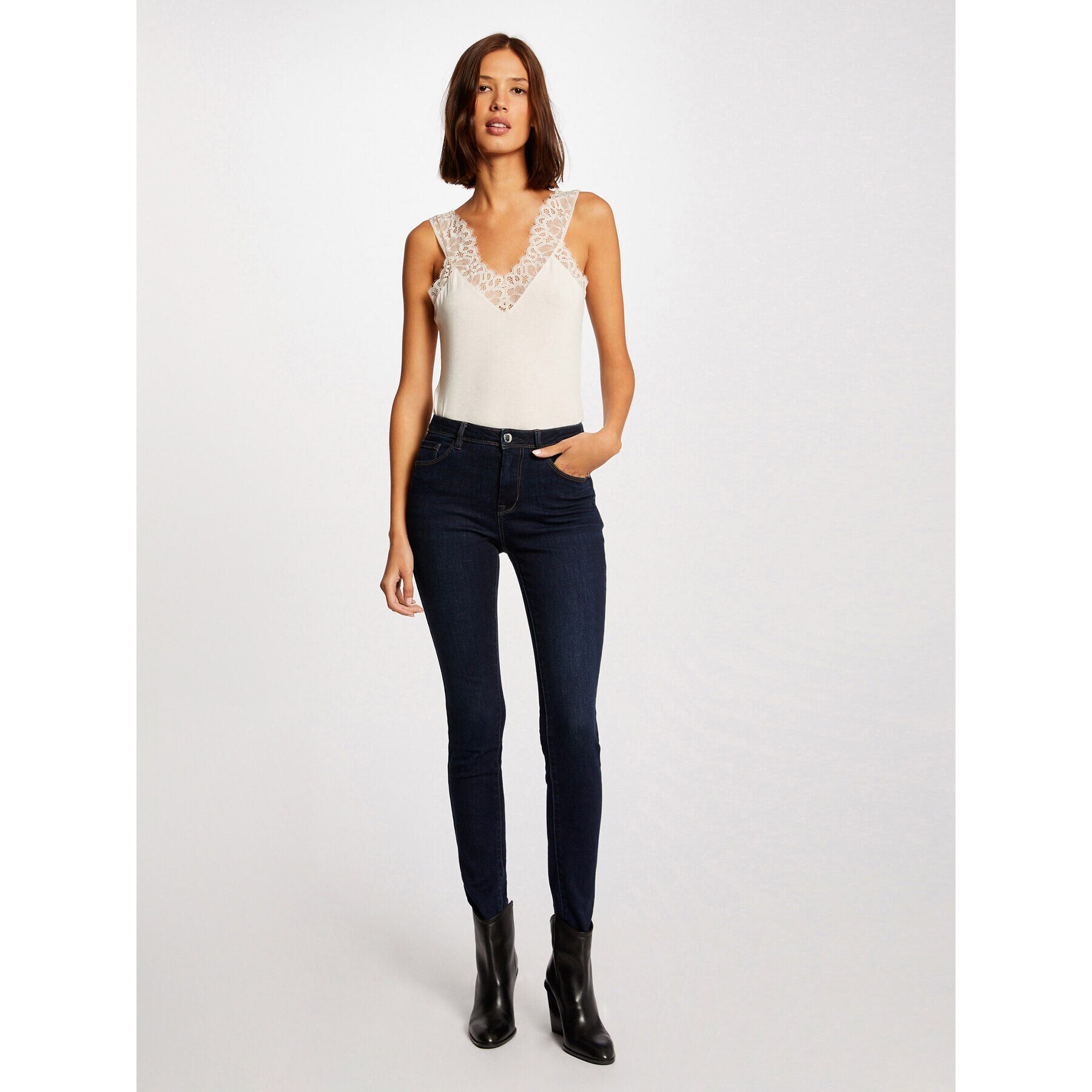 Morgan топ 212-DNANA Бежов Slim Fit - Pepit.bg