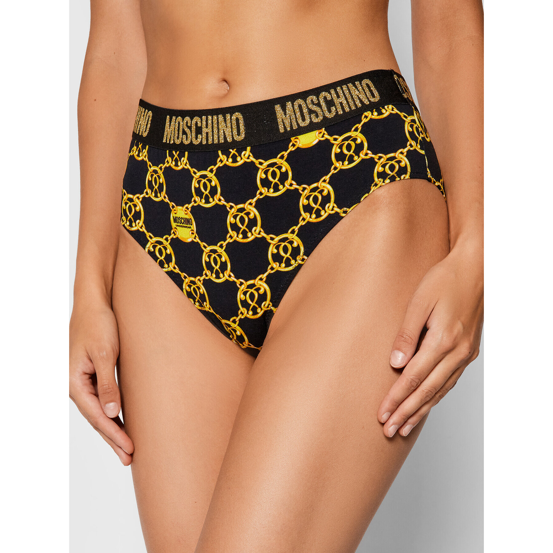 MOSCHINO Underwear & Swim Класически бикини с висока талия ZUV4722 9027 Черен - Pepit.bg