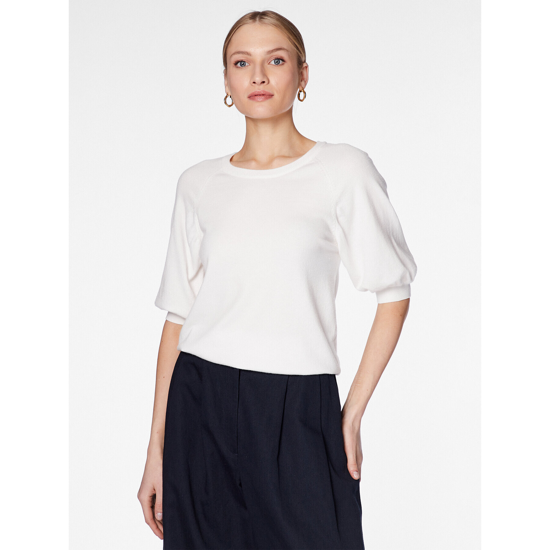 Moss Copenhagen Блуза 17516 Бял Basic Fit - Pepit.bg