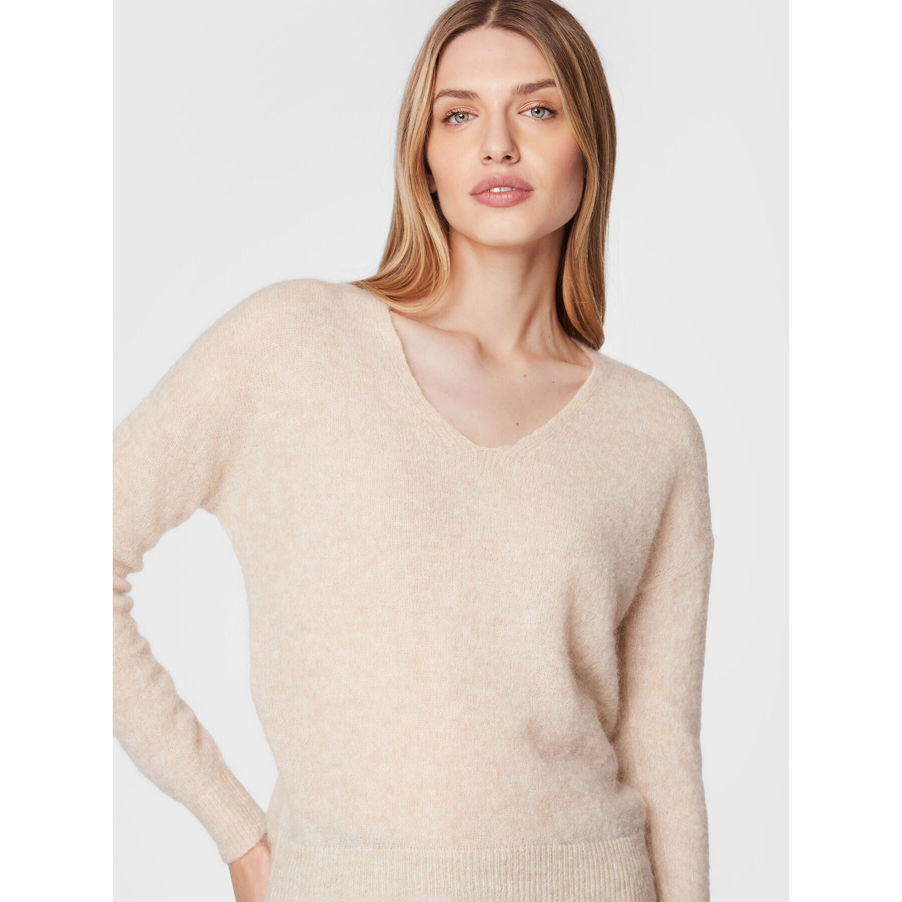Moss Copenhagen Пуловер Mohair 16919 Бежов Regular Fit - Pepit.bg