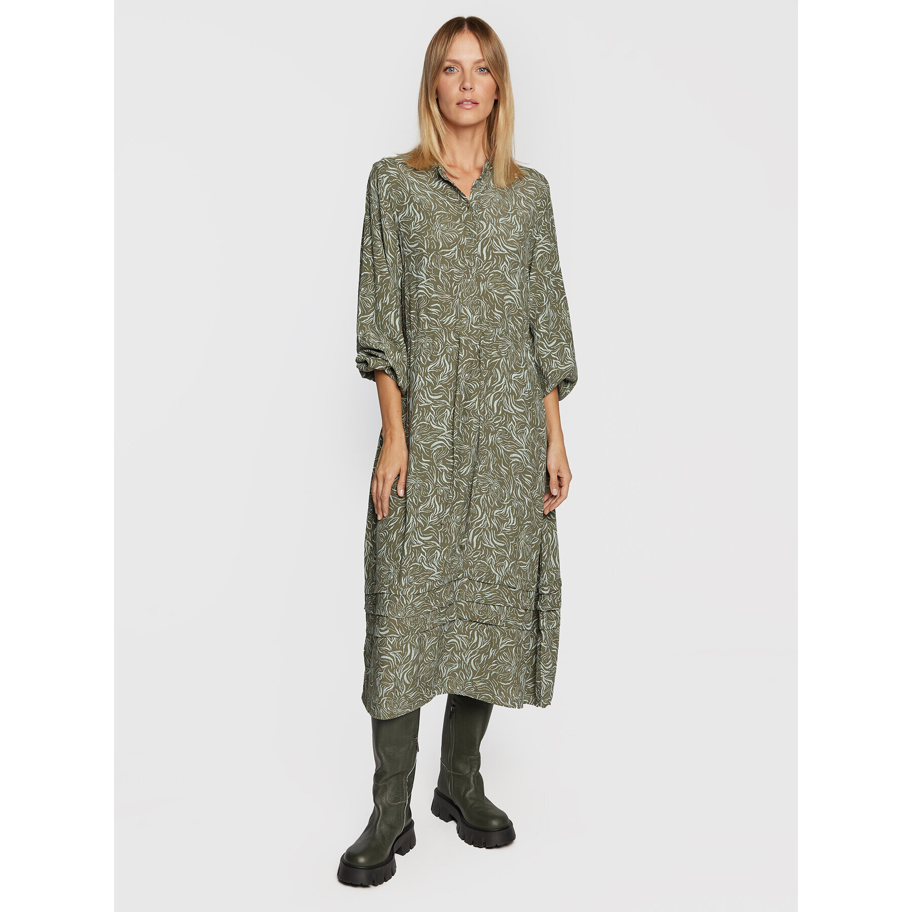 Moss Copenhagen Рокля тип риза Jenica 16941 Зелен Regular Fit - Pepit.bg