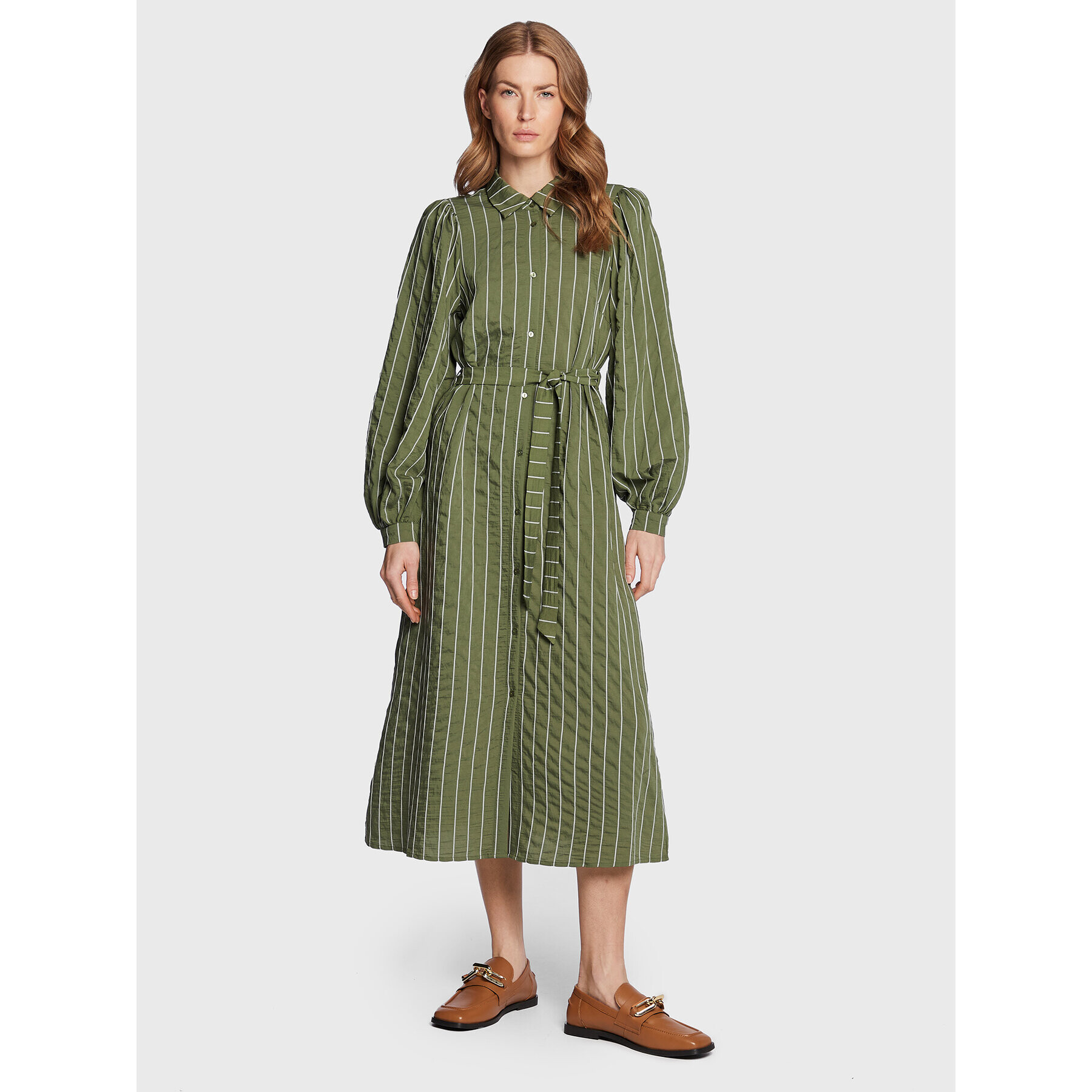Moss Copenhagen Рокля тип риза Sidona 16975 Зелен Regular Fit - Pepit.bg