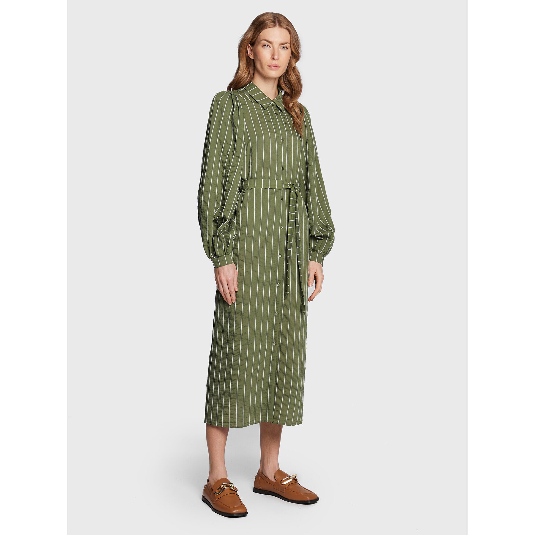 Moss Copenhagen Рокля тип риза Sidona 16975 Зелен Regular Fit - Pepit.bg
