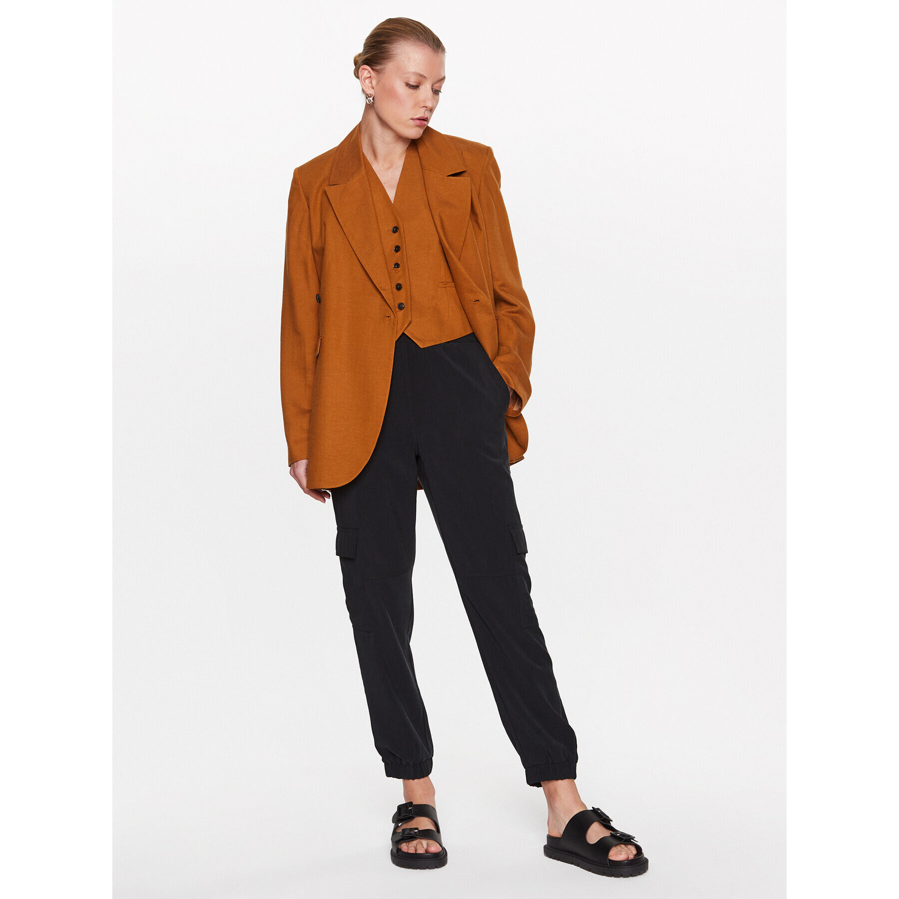 Moss Copenhagen Текстилни панталони 17515 Черен Basic Fit - Pepit.bg