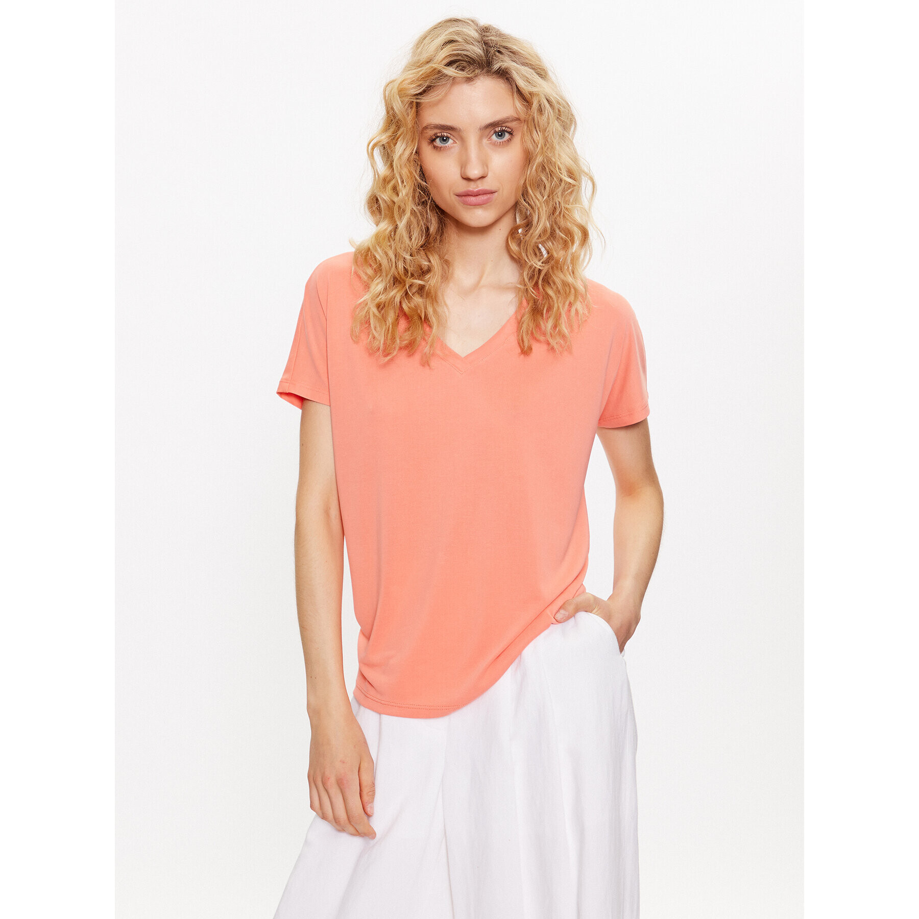 Moss Copenhagen Тишърт 17627 Оранжев Basic Fit - Pepit.bg