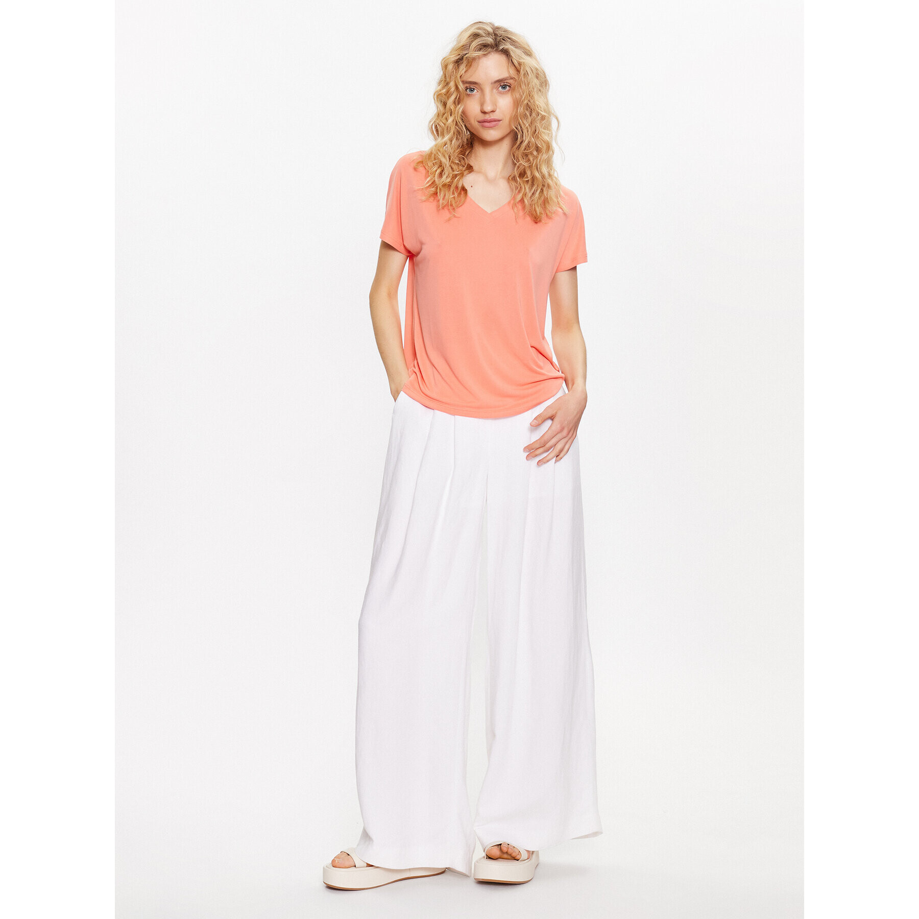 Moss Copenhagen Тишърт 17627 Оранжев Basic Fit - Pepit.bg
