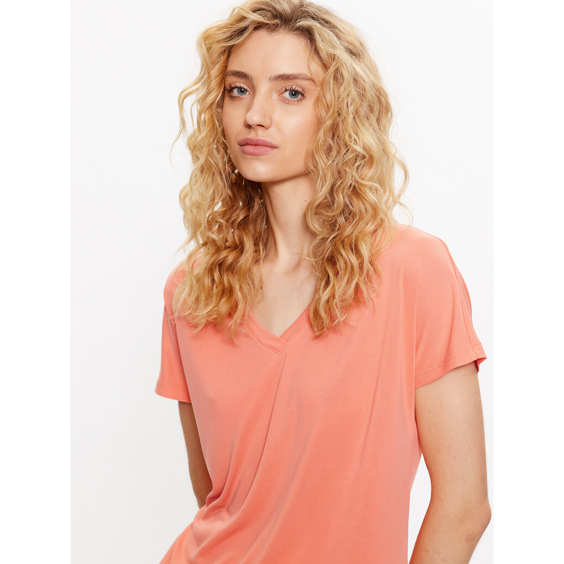 Moss Copenhagen Тишърт 17627 Оранжев Basic Fit - Pepit.bg