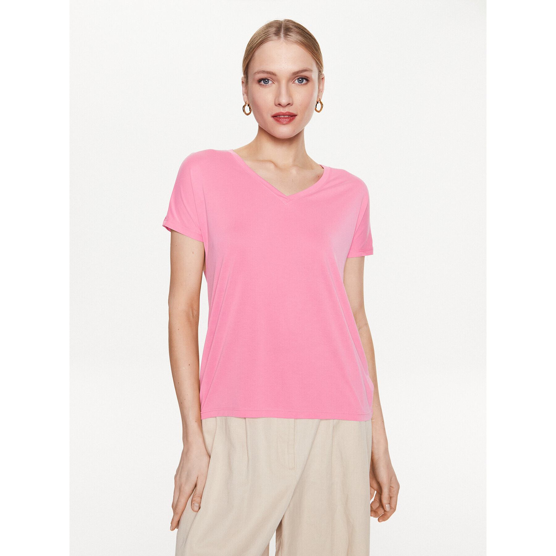 Moss Copenhagen Тишърт 17627 Розов Basic Fit - Pepit.bg