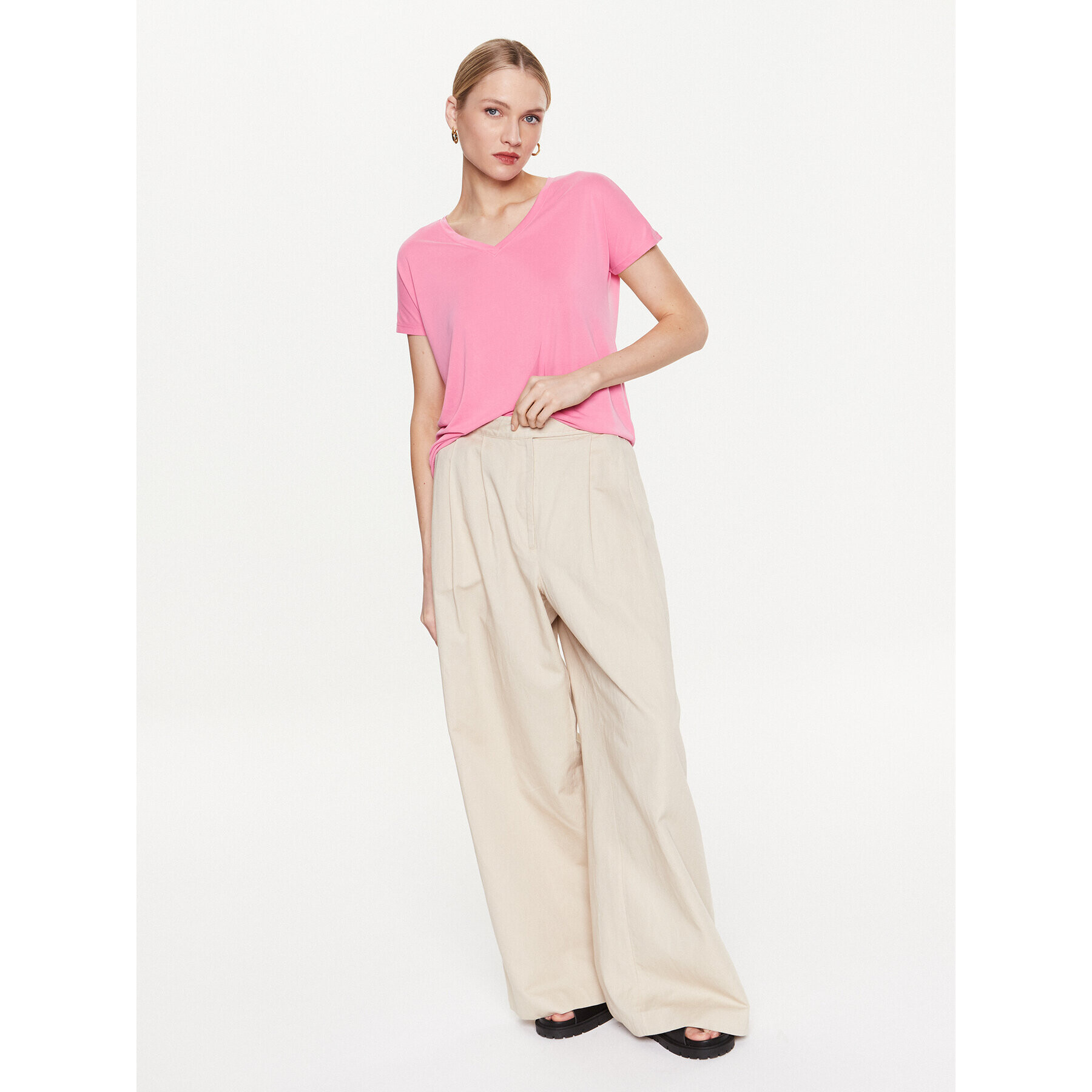Moss Copenhagen Тишърт 17627 Розов Basic Fit - Pepit.bg