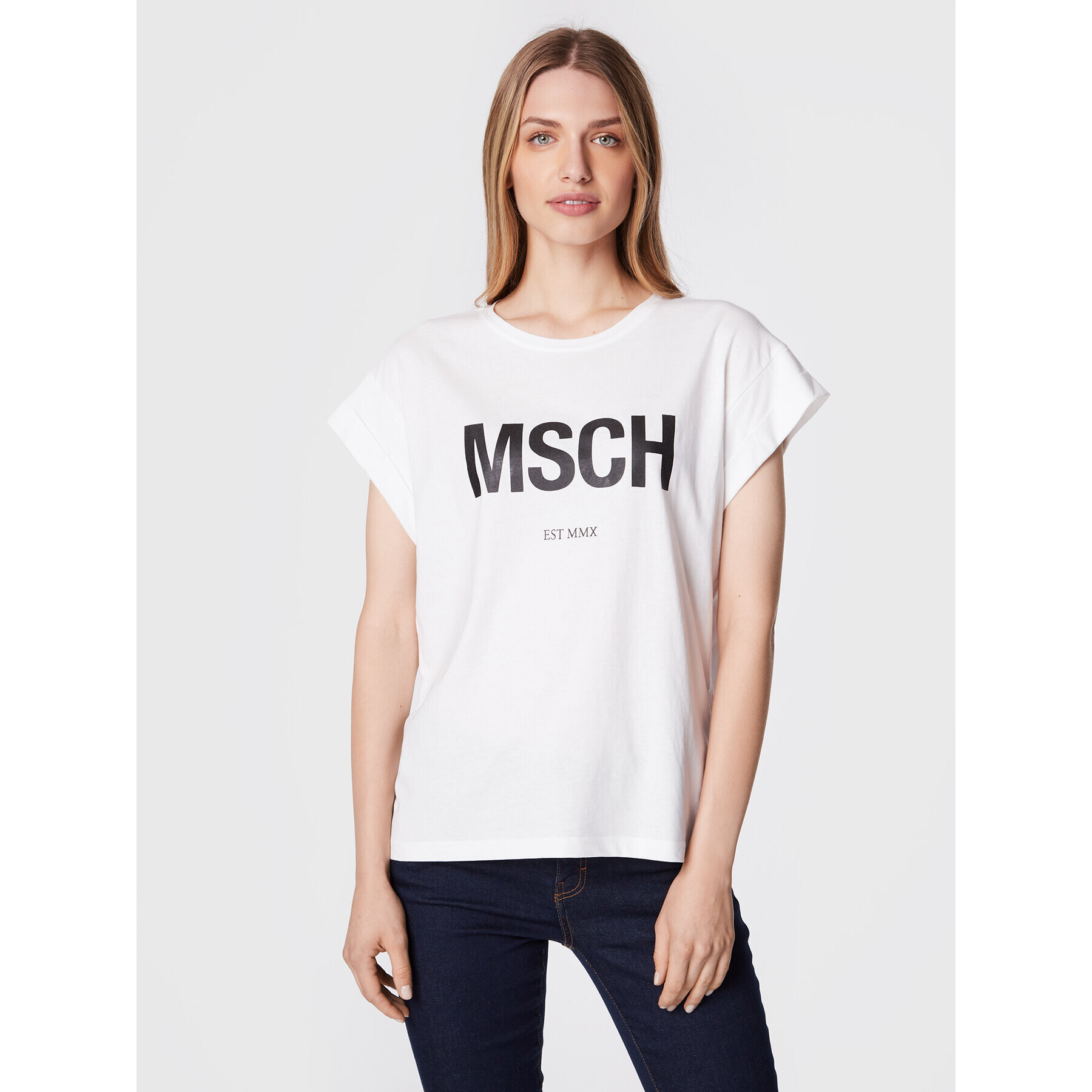 Moss Copenhagen Тишърт Alva 16708 Бял Boxy Fit - Pepit.bg