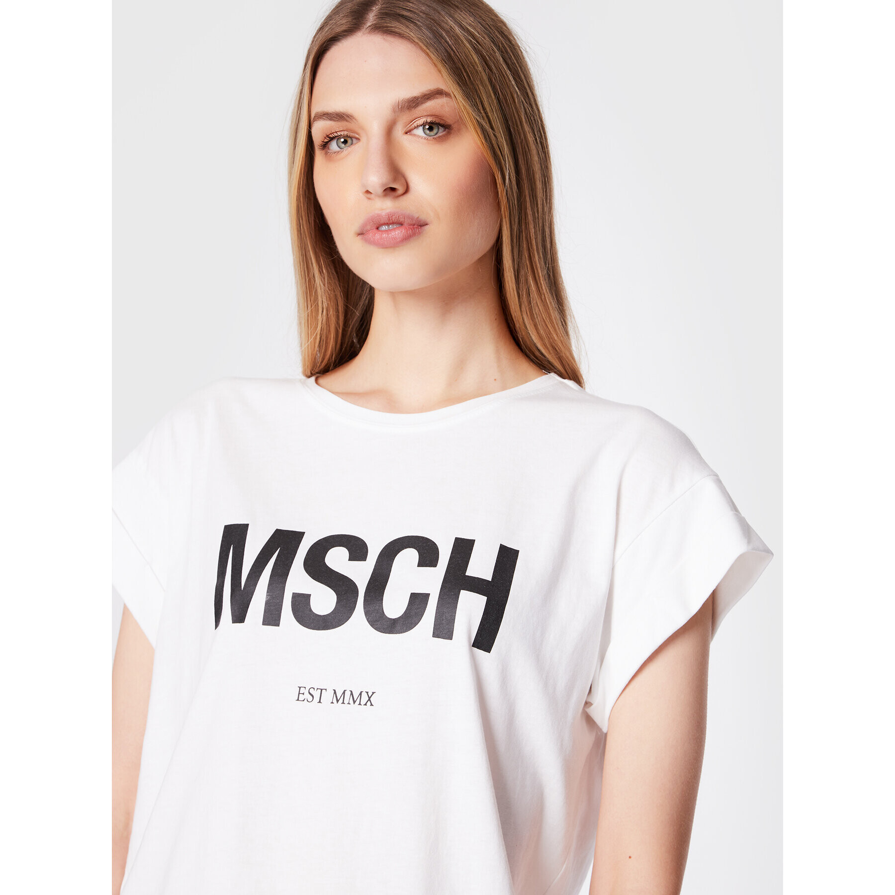 Moss Copenhagen Тишърт Alva 16708 Бял Boxy Fit - Pepit.bg