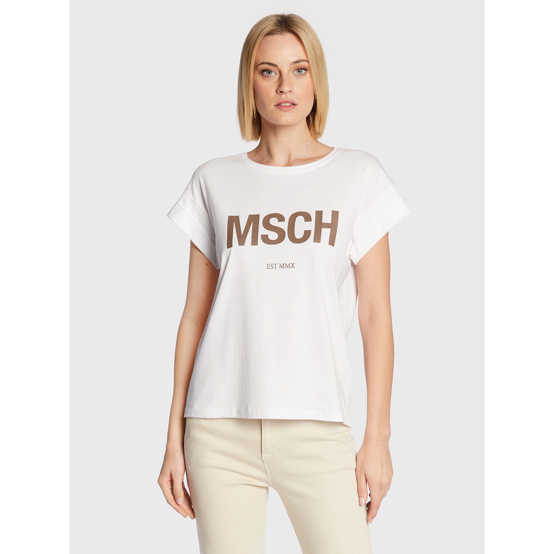 Moss Copenhagen Тишърт Alva 16708 Бял Boxy Fit - Pepit.bg