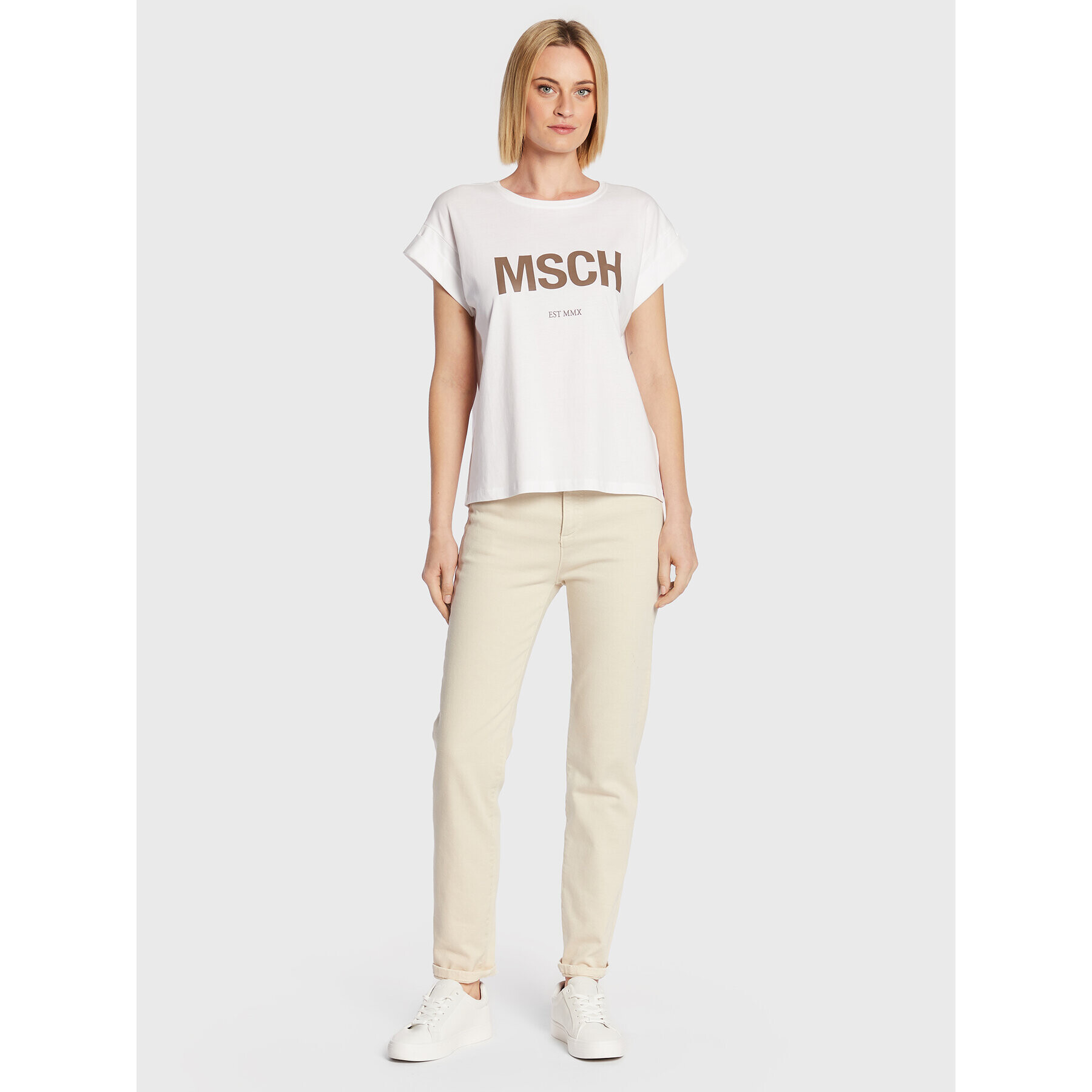 Moss Copenhagen Тишърт Alva 16708 Бял Boxy Fit - Pepit.bg