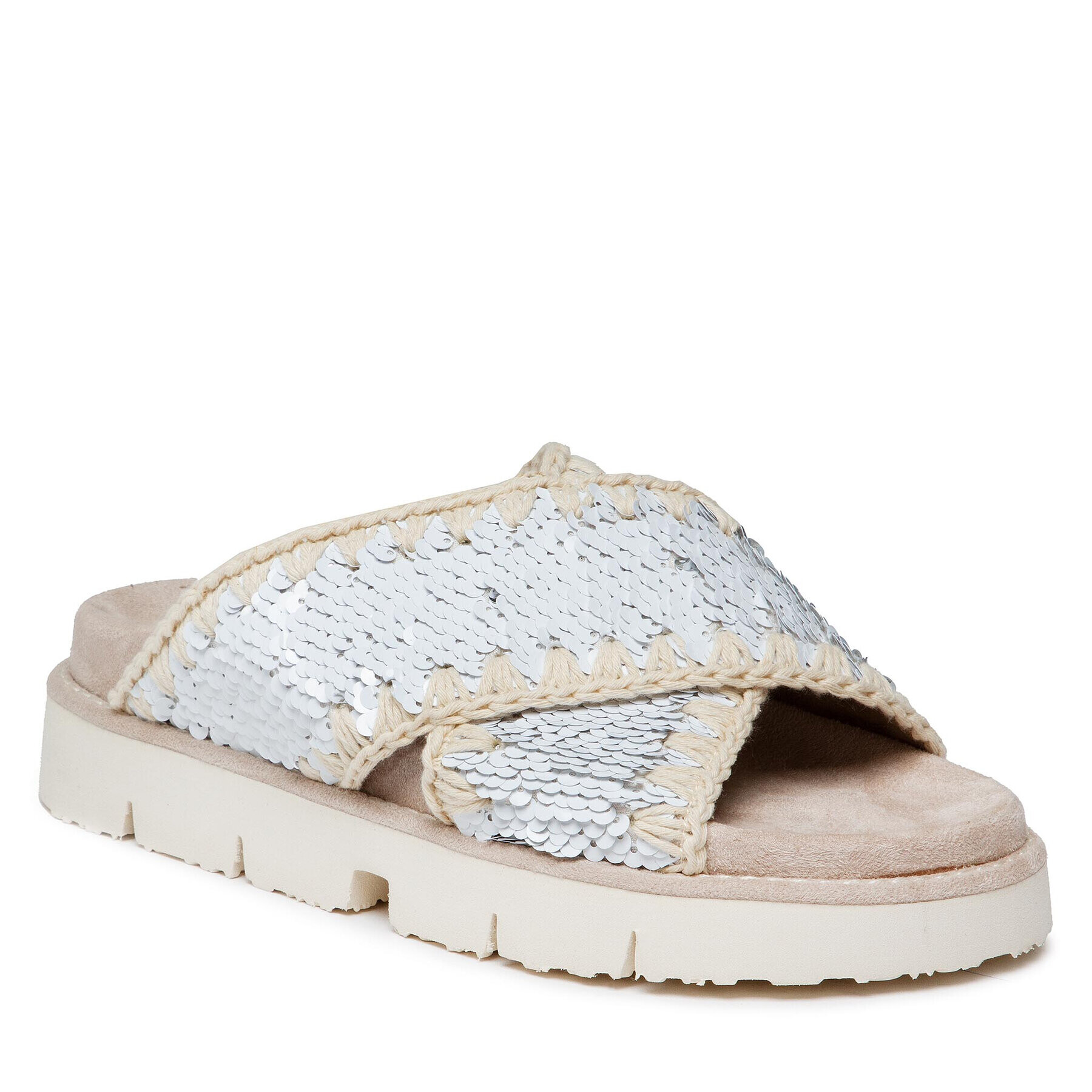 Mou Чехли Criss Cross Bio Bio Sandal Plain SW461000G Бял - Pepit.bg