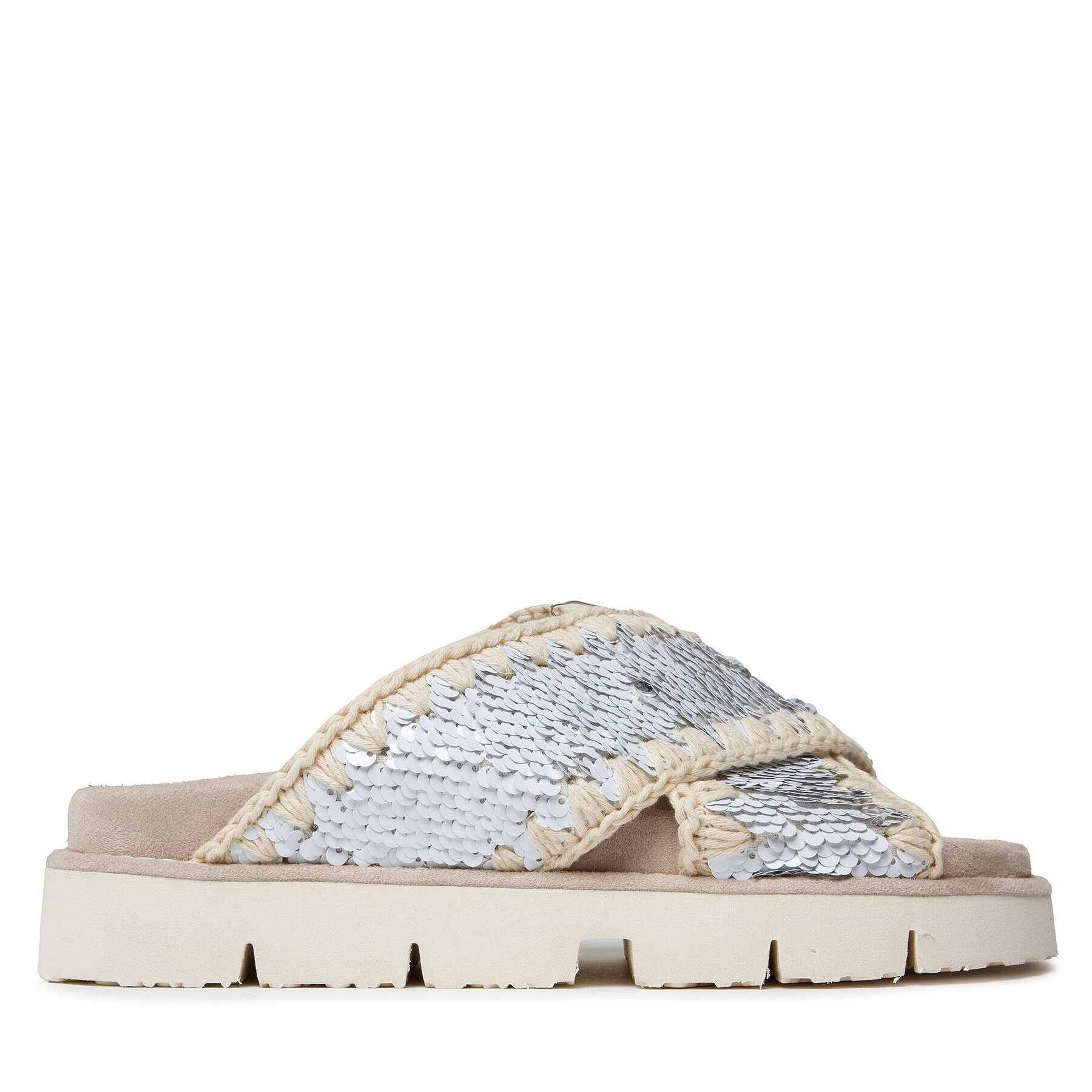 Mou Чехли Criss Cross Bio Bio Sandal Plain SW461000G Бял - Pepit.bg