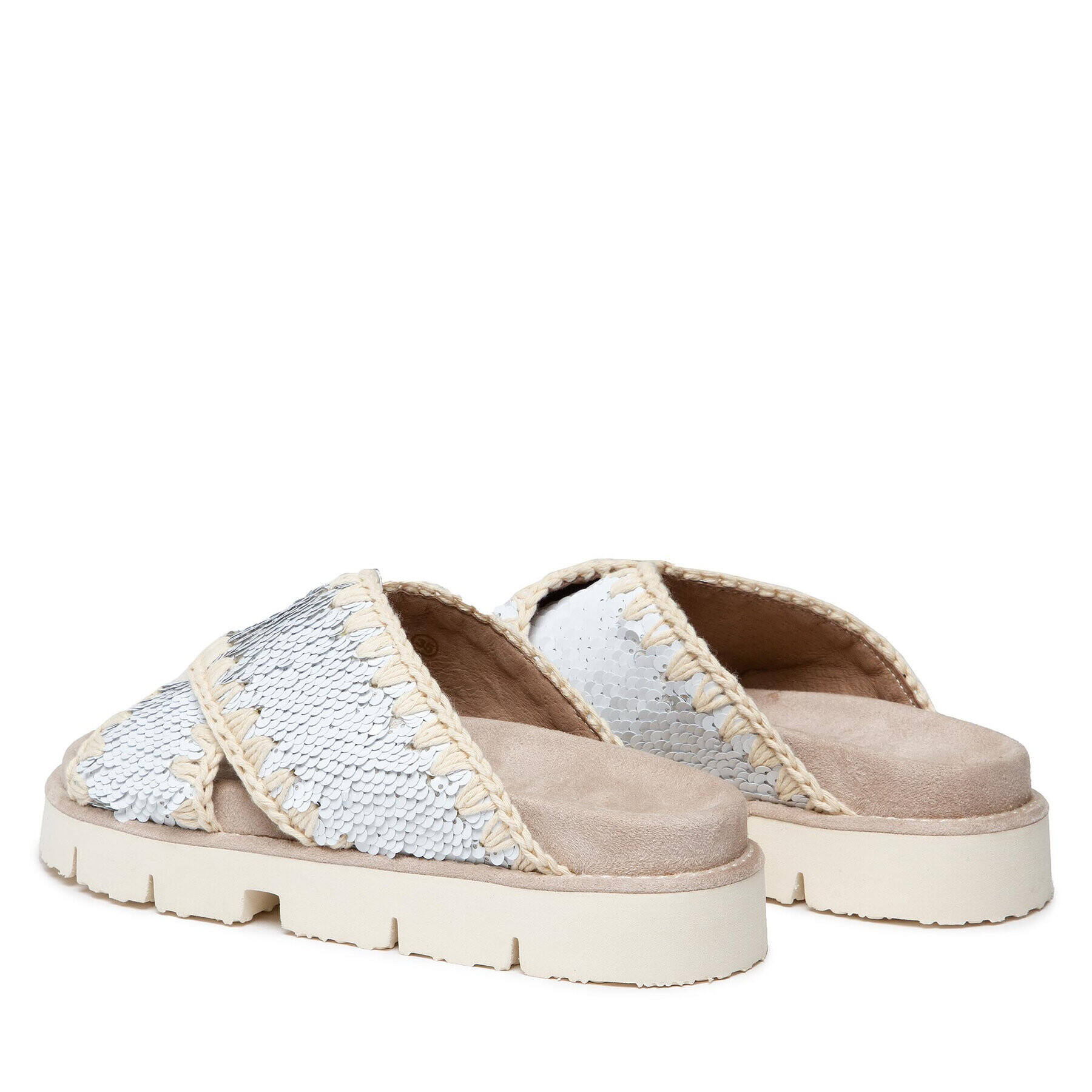 Mou Чехли Criss Cross Bio Bio Sandal Plain SW461000G Бял - Pepit.bg