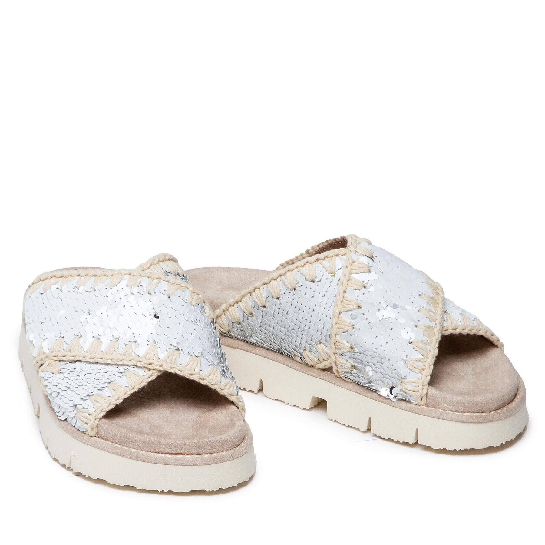 Mou Чехли Criss Cross Bio Bio Sandal Plain SW461000G Бял - Pepit.bg