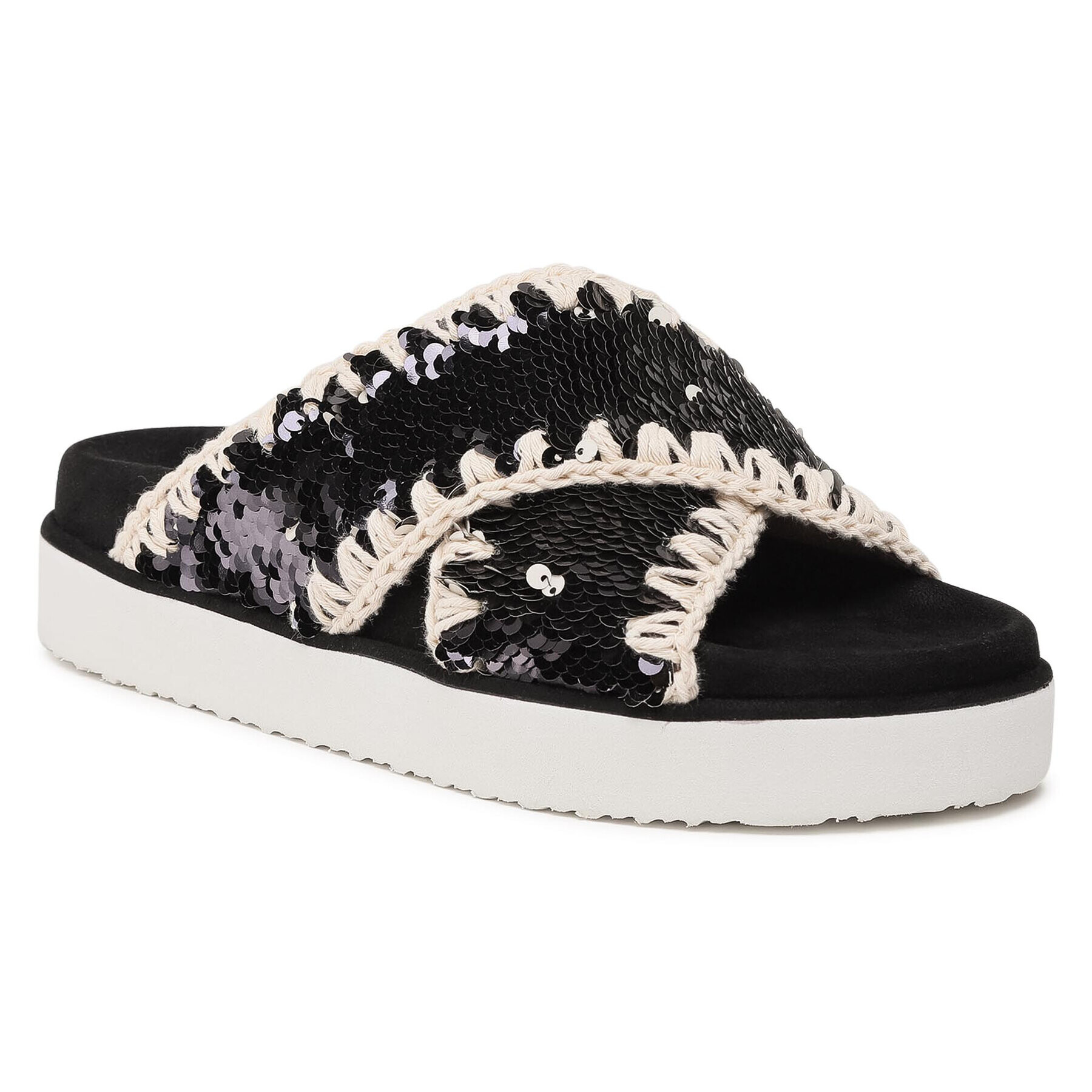 Mou Чехли Criss Cross Bio Sandal Plain SW251003G Черен - Pepit.bg