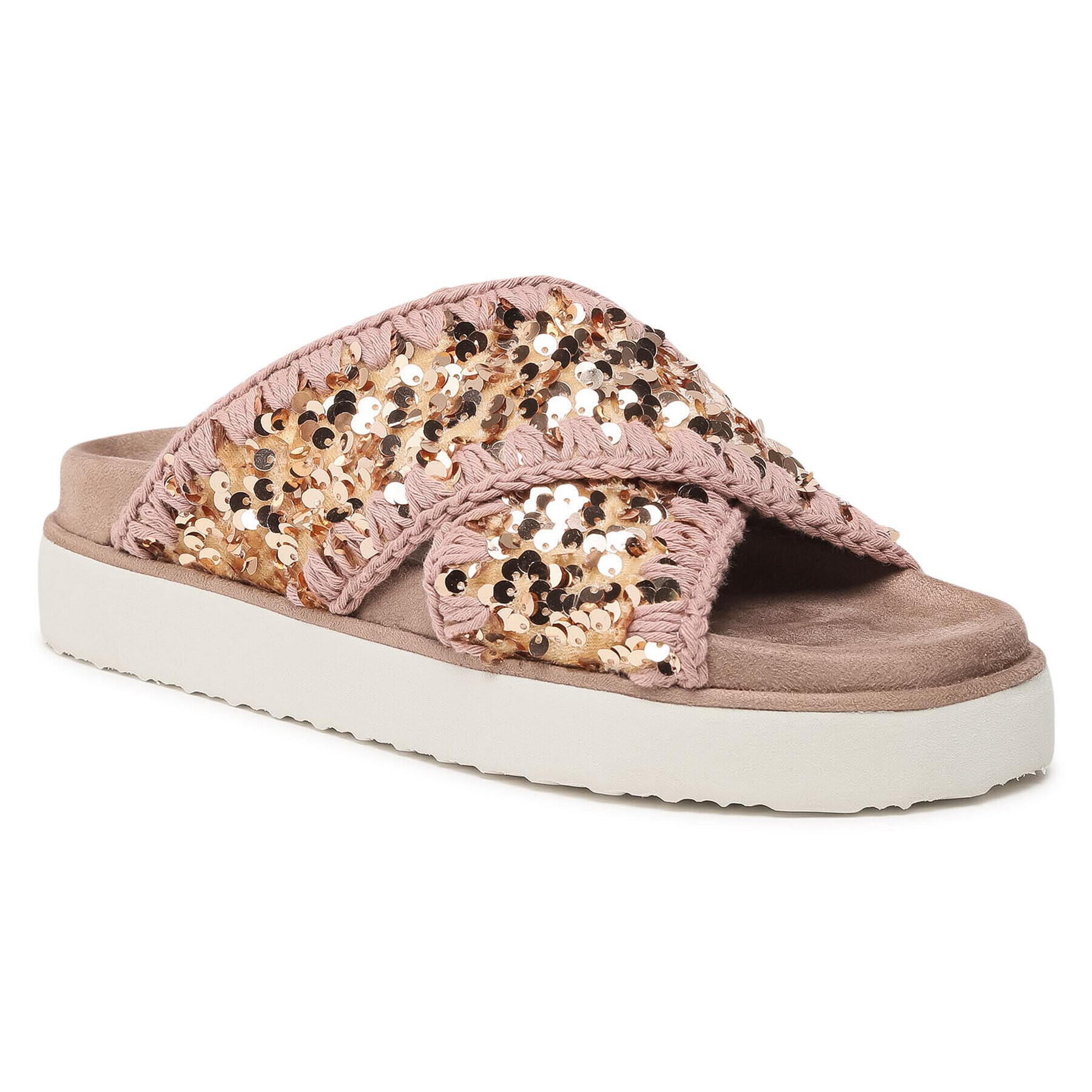 Mou Чехли Criss-Cross Bio Sandal Plain SW251003G Розов - Pepit.bg