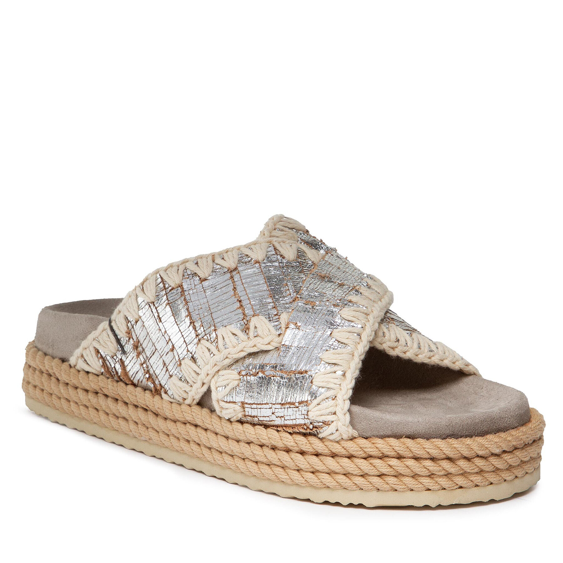 Mou Чехли Rope Bio Sandal #4 SW451001C Сребрист - Pepit.bg