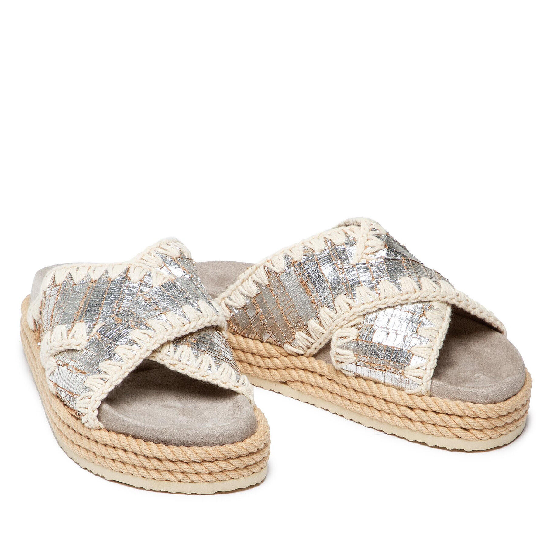 Mou Чехли Rope Bio Sandal #4 SW451001C Сребрист - Pepit.bg