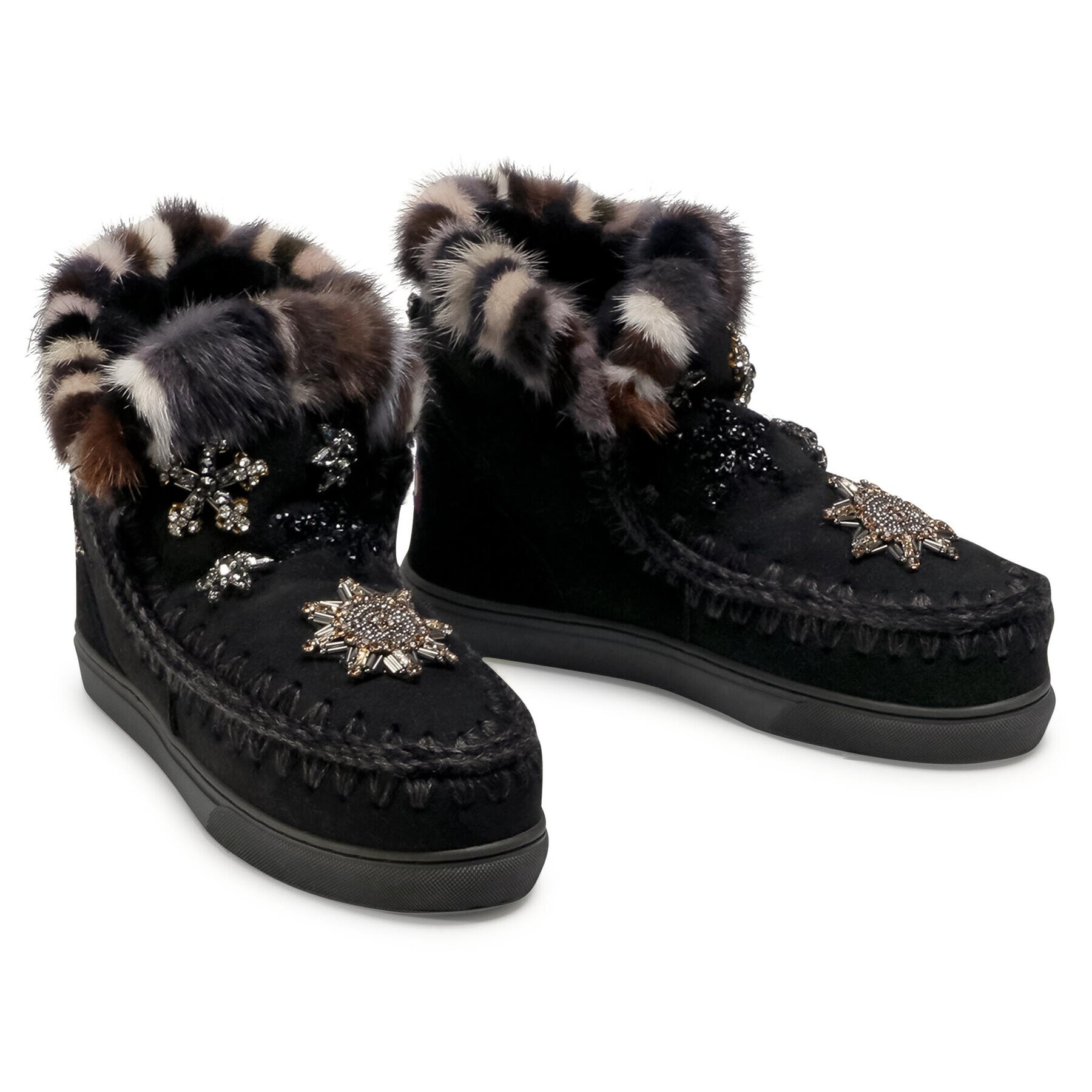 Mou Обувки Eskimo Sneaker Star Patch&Mink FW111006A Черен - Pepit.bg