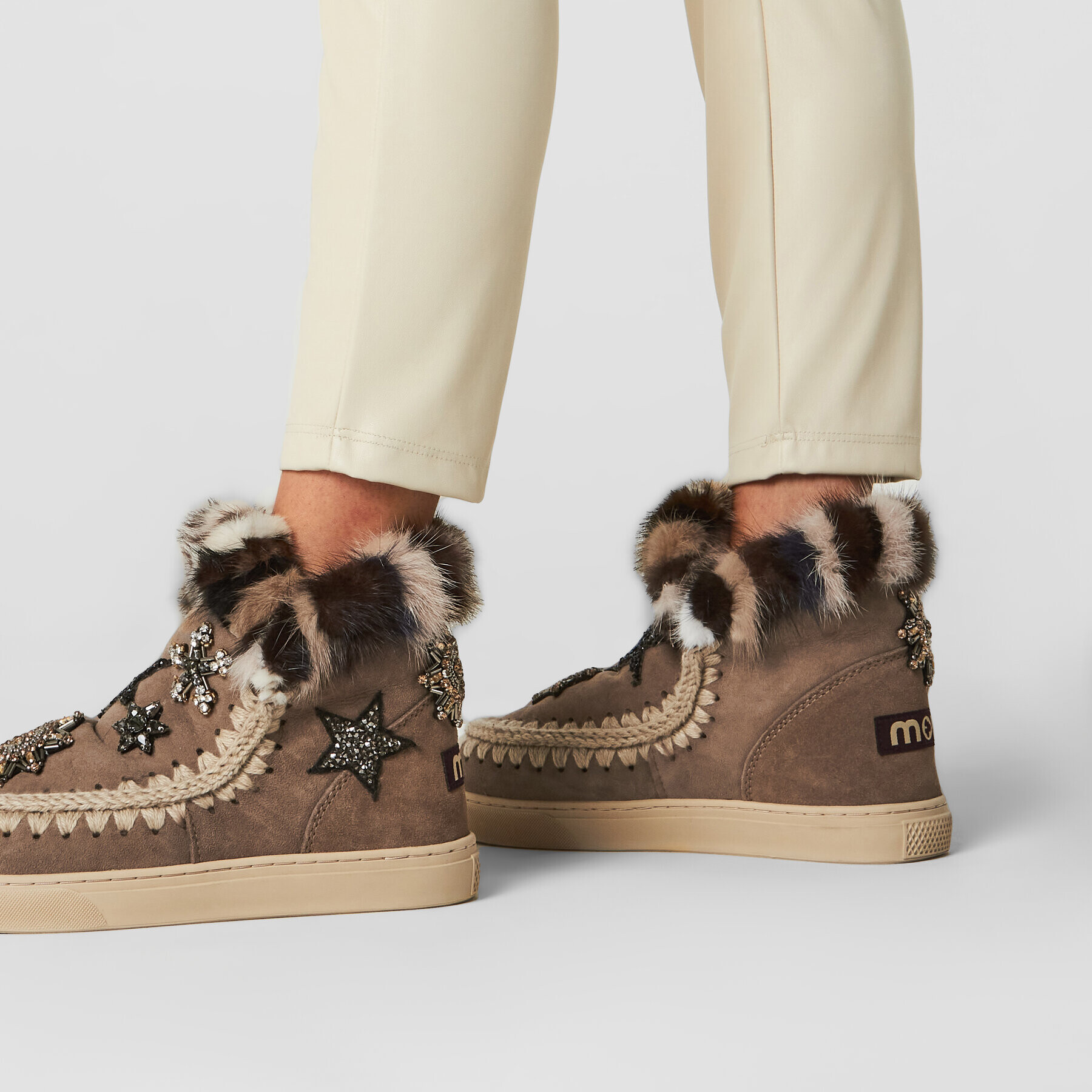 Mou Обувки Eskimo Sneaker Star Patch&Mink FW111006A Кафяв - Pepit.bg