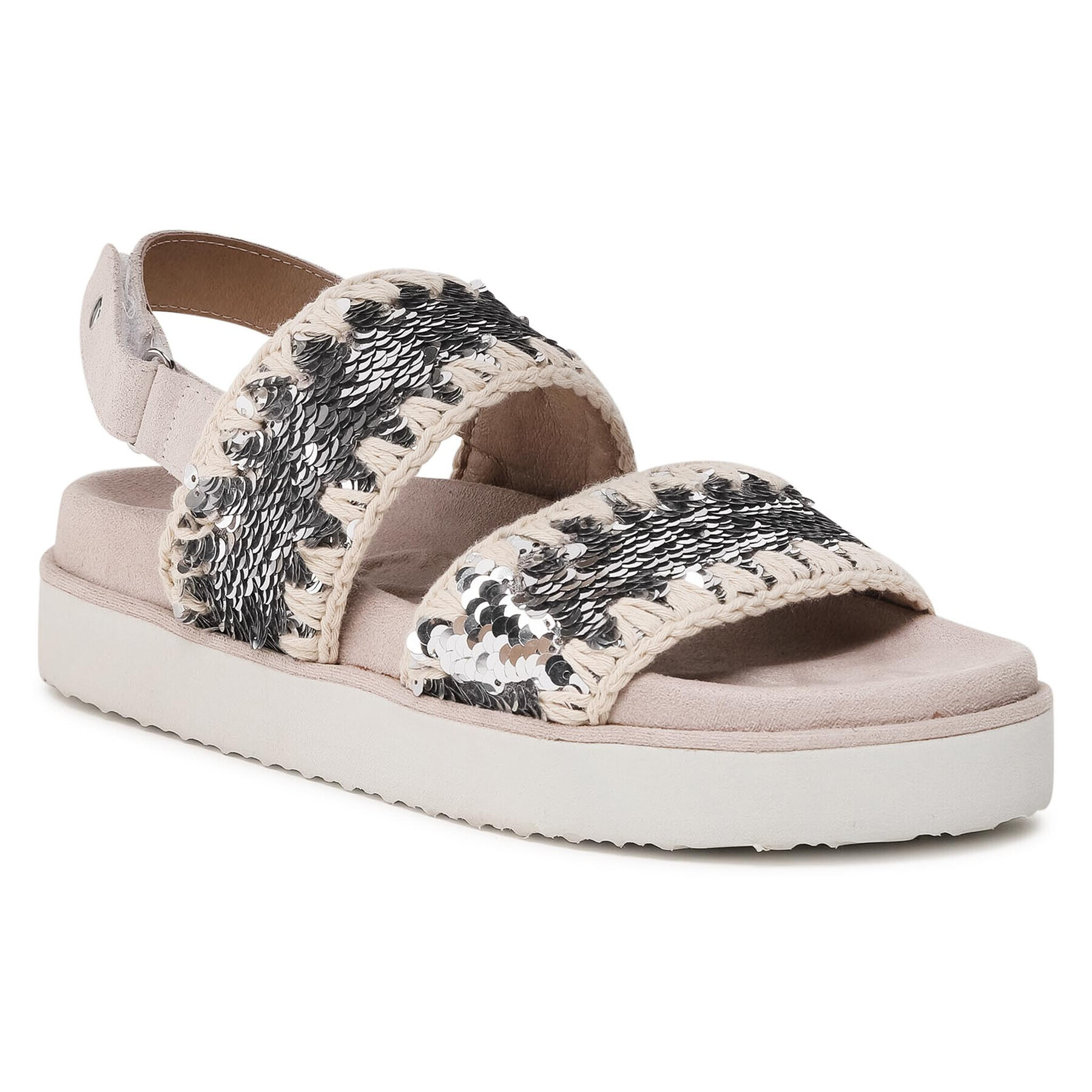 Mou Сандали Bio Sandal Backstrap Sequins SW251002G Бежов - Pepit.bg