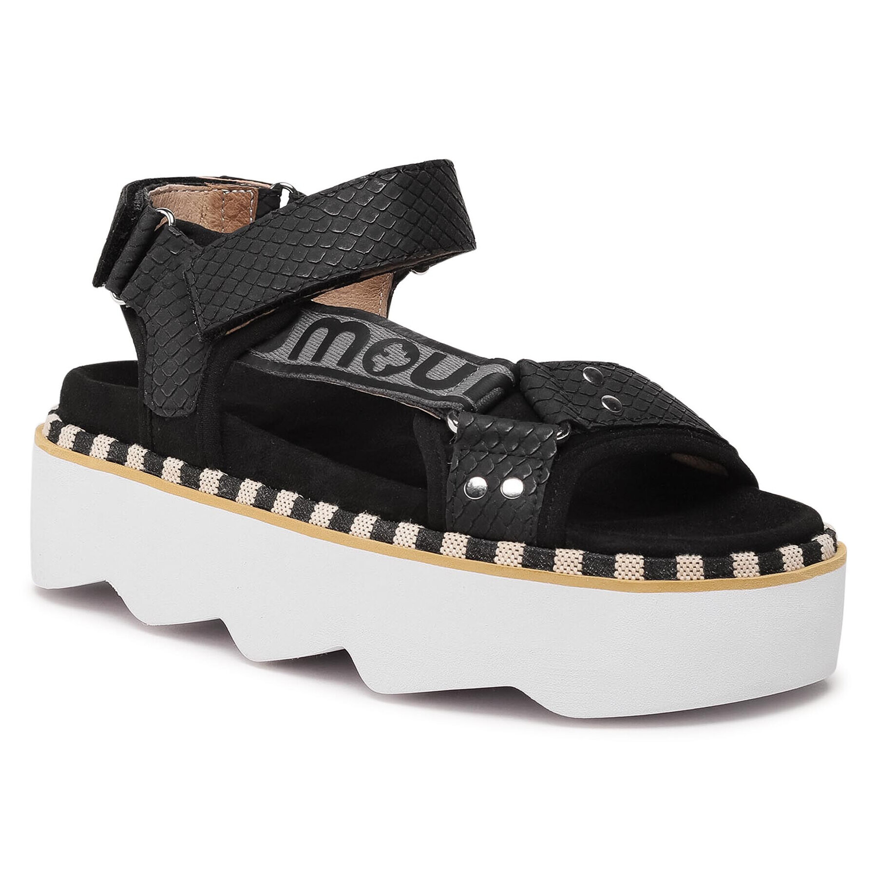Mou Сандали New Bio Sandal Side Logo SW271006N Черен - Pepit.bg